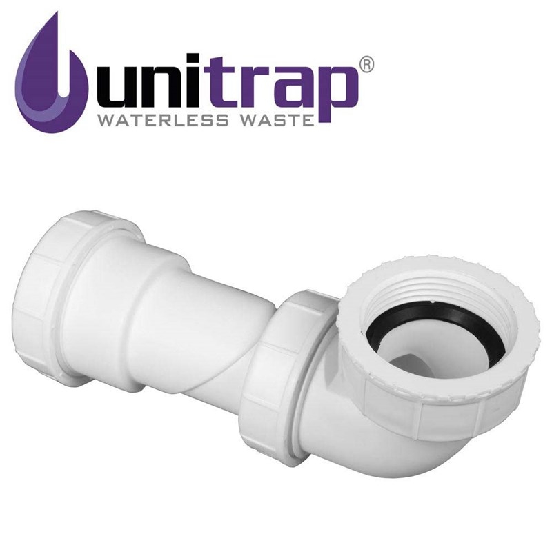 Uniwaste™ Waterless Waste Space-Saving Trap for Basins, Baths & Bidets