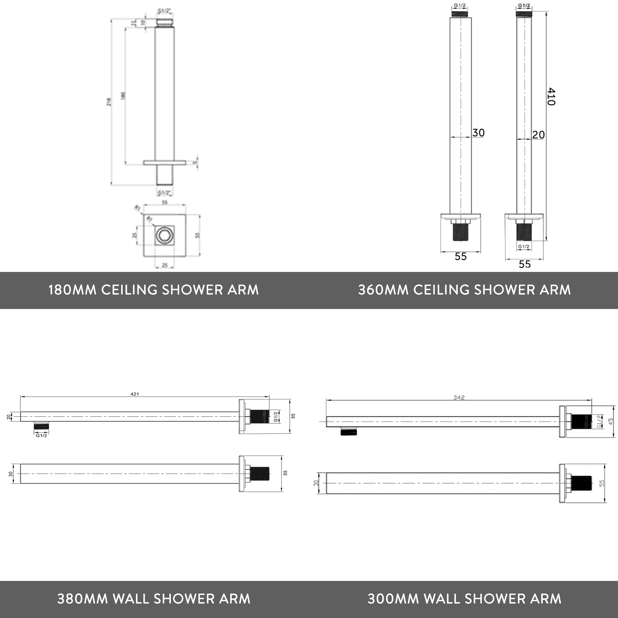Delilah Concealed Thermostatic Shower Valve & ABS Fixed Shower Head
