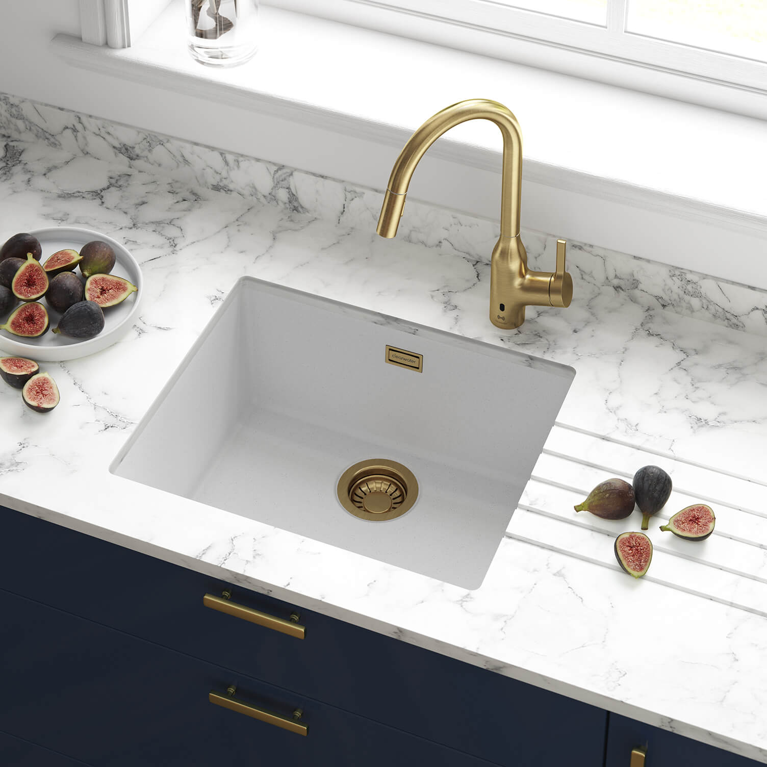 Clearwater Siena 1 Bowl Granite Composite Inset or Undermount Kitchen Sink & Waste - 530 x 460mm