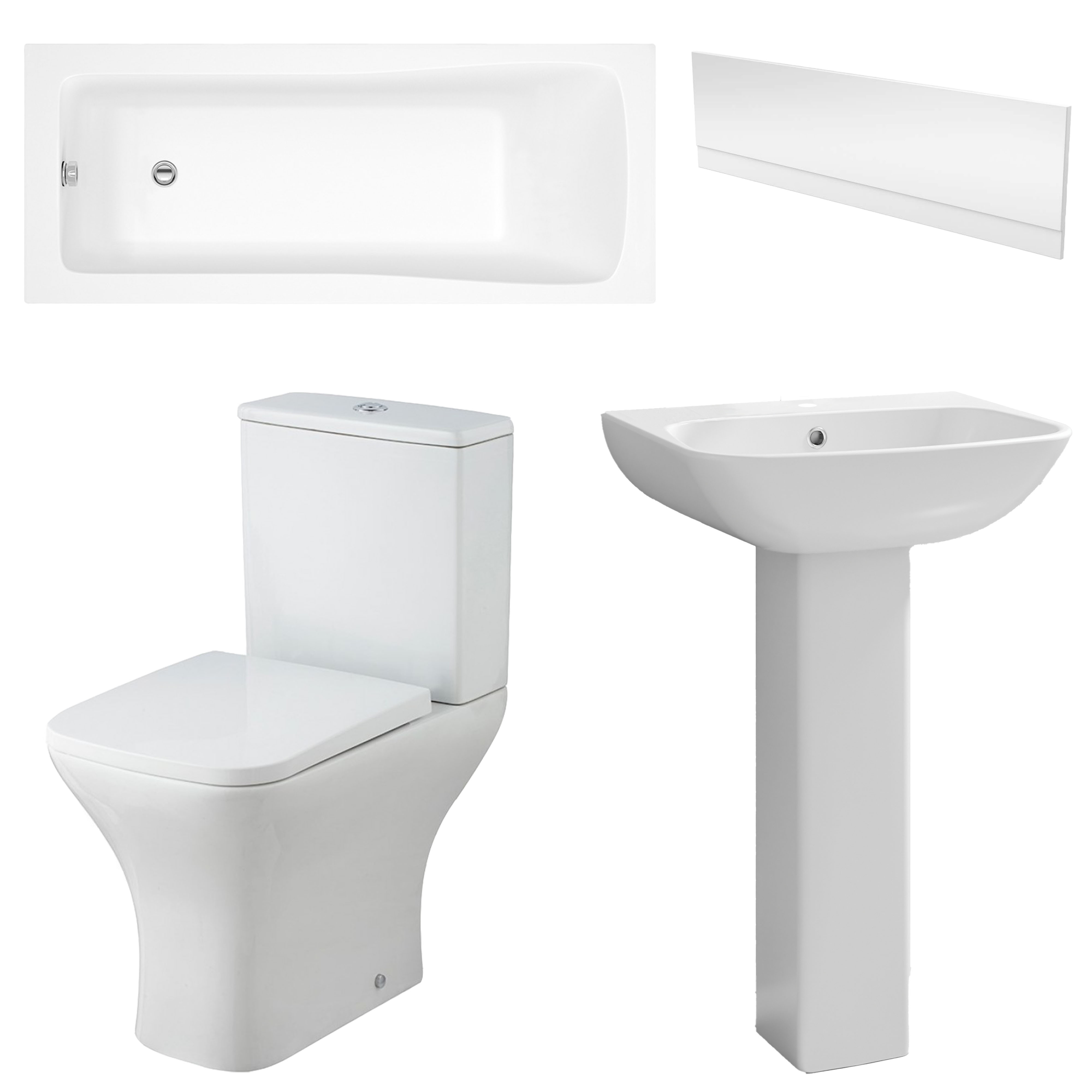 Emily Compact Bathroom Suite with Rimless Toilet & Space Saving Bath