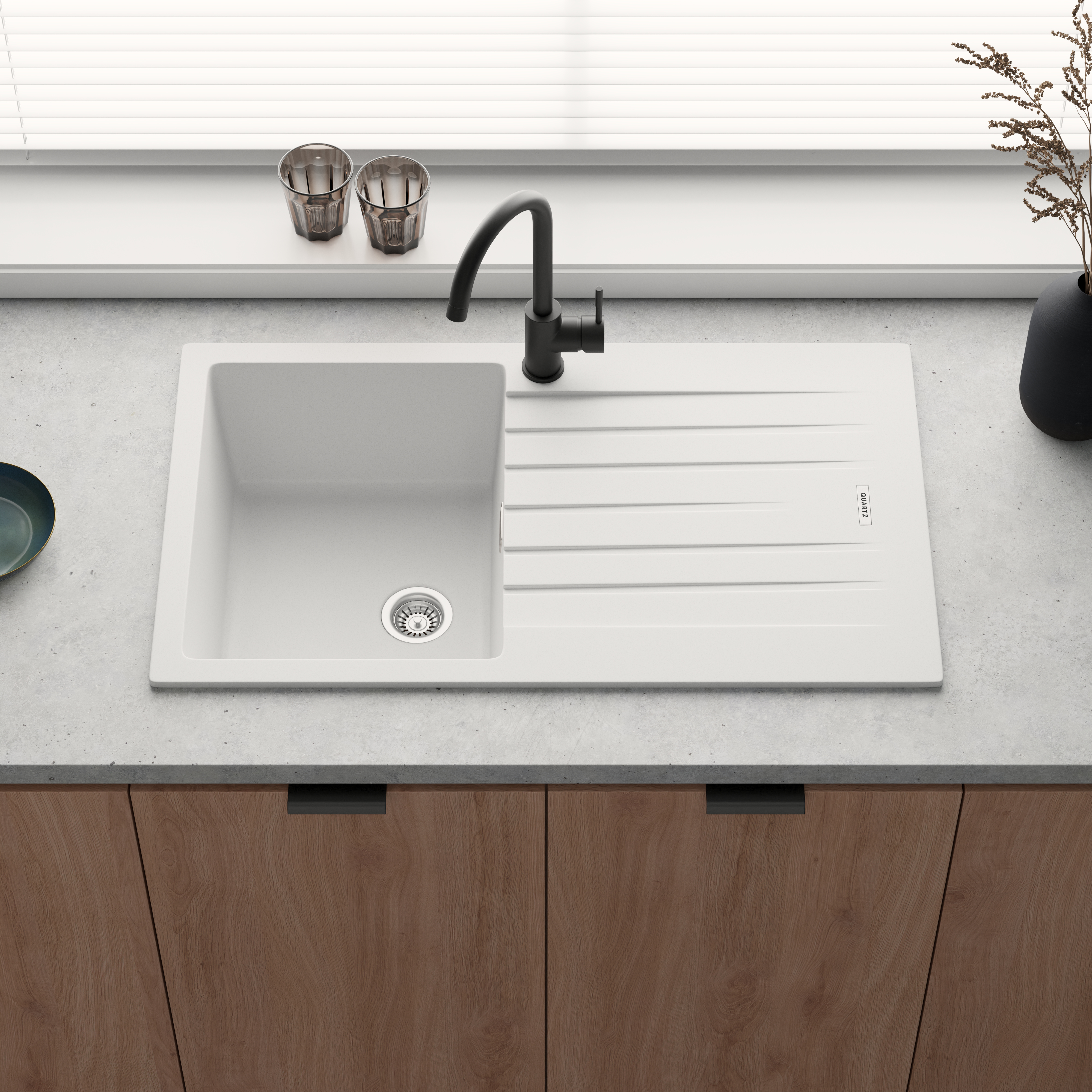 Vellamo Horizon Compact 1 Bowl Granite Composite Kitchen Sink & Waste - 860 x 500mm