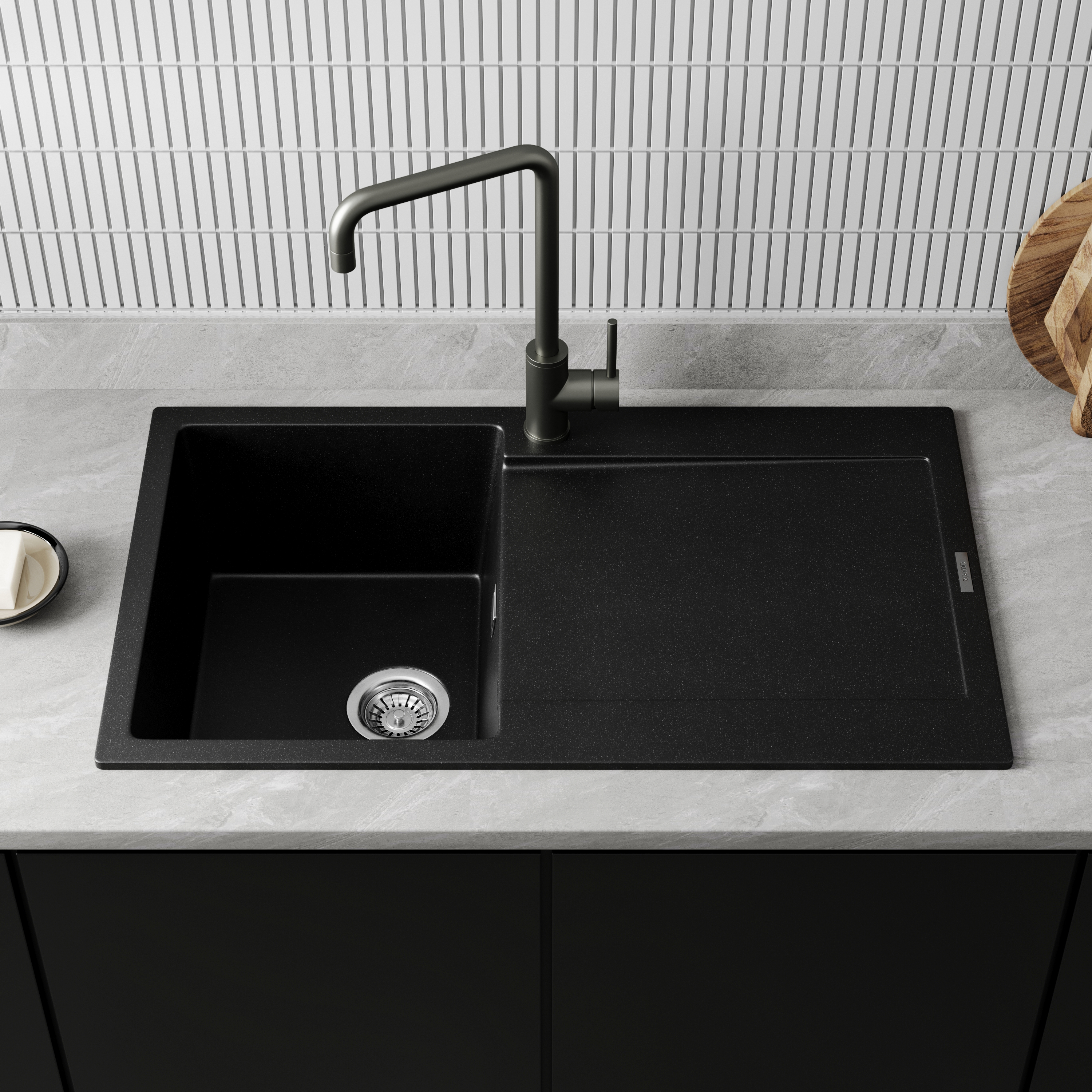 Vellamo Rocca Compact 1 Bowl Granite Composite Inset Kitchen Sink & Waste - 860 x 500mm