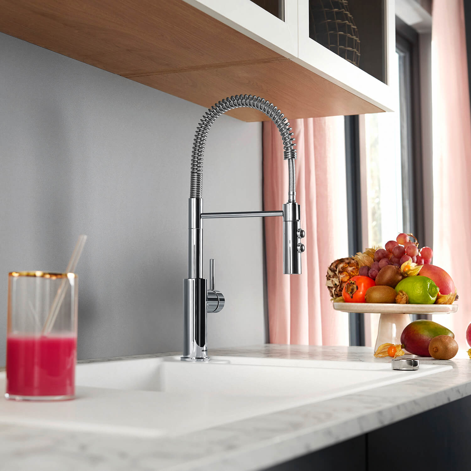 Blanco Catris-S Semi-Professional Chrome Single Lever Pull Out Kitchen Mixer Tap with Dual Spray