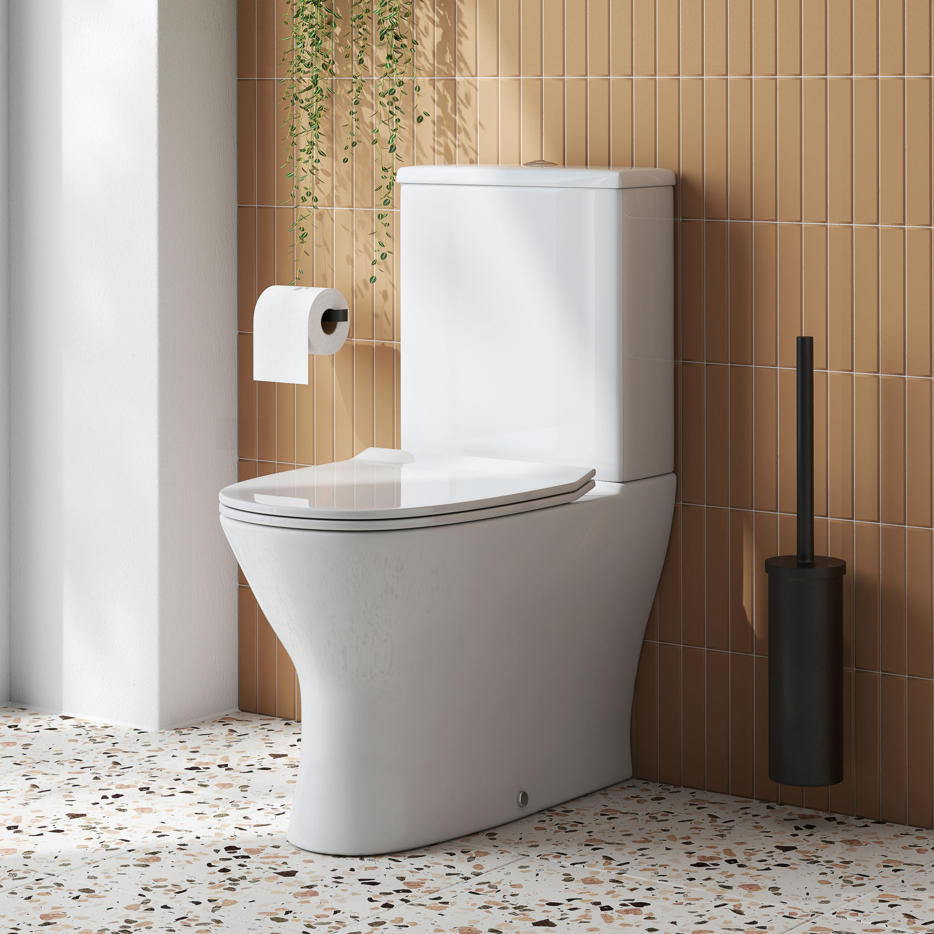 Harbour Acclaim Compact Rimless Back to Wall Close-Coupled Toilet & Soft Close Seat
