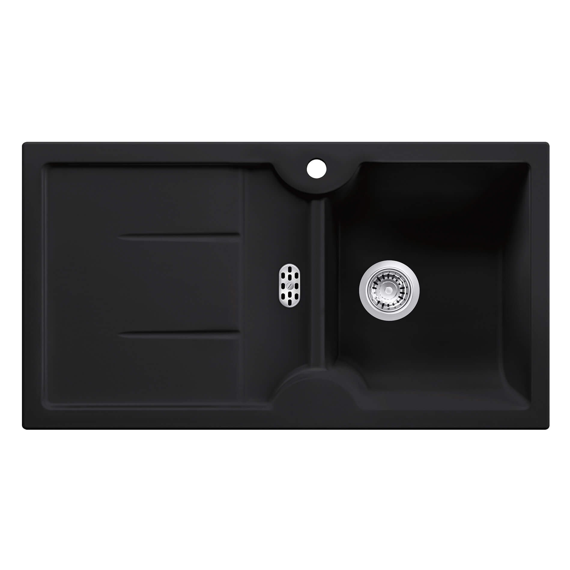Thomas Denby Harmony XW 1 Bowl Ceramic Kitchen Sink & Presto Automatic Waste with Reversible Drainer - 915 x 500mm