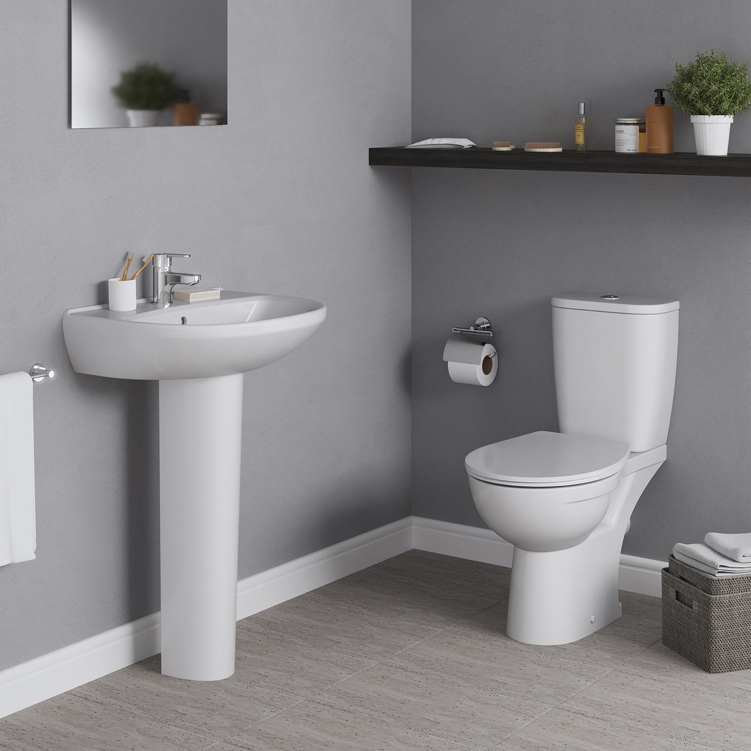 Ideal Standard Eurovit 550mm Basin & Full Pedestal