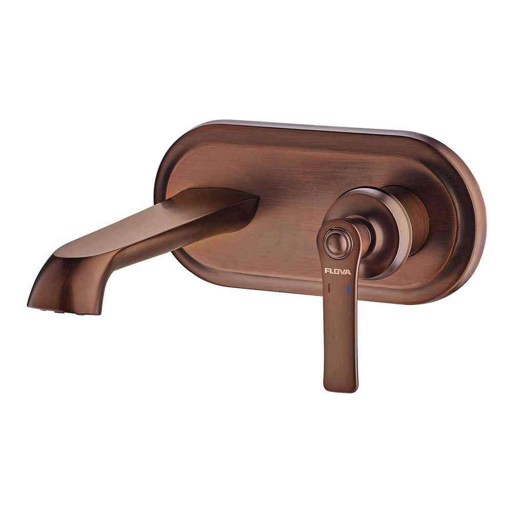 Flova Liberty Wall Mounted Basin Mixer with Clicker Waste - Oil Rubbed Bronze