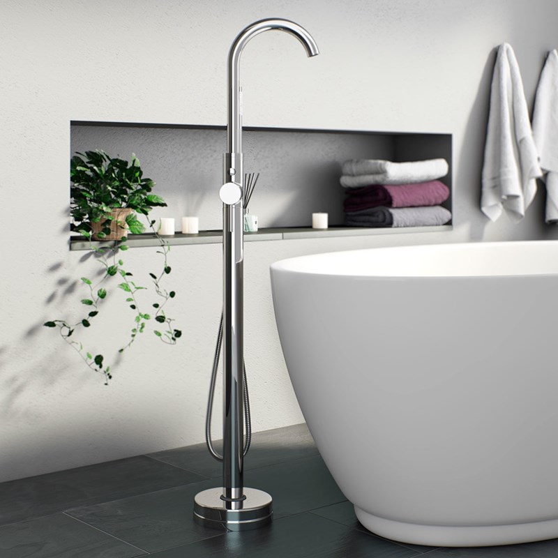 Vellamo Twist Chrome Floorstanding Bath Shower Mixer Tap