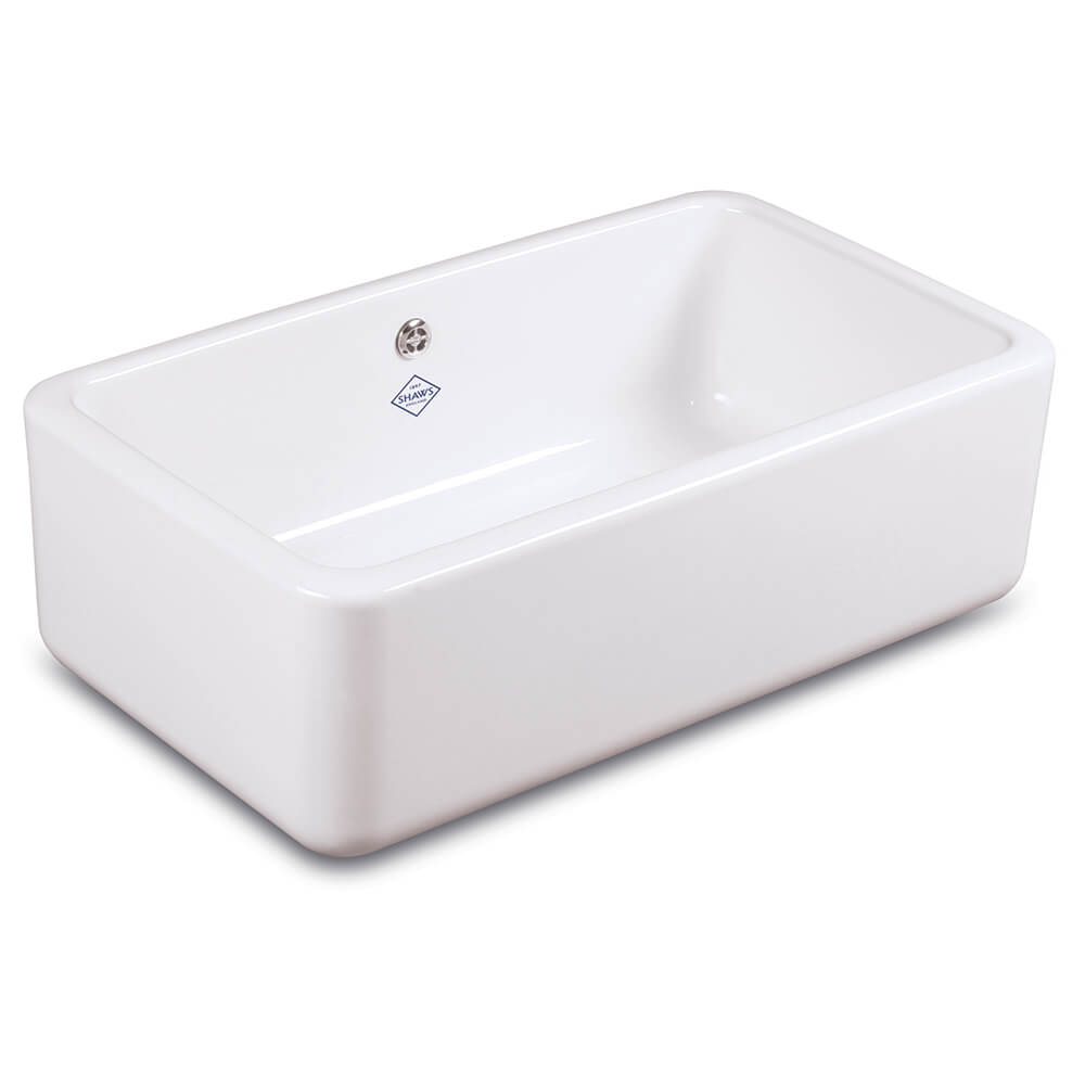 Shaws Contemporary Butler White Ceramic Large Single Bowl Kitchen Sink - 795mm x 460mm