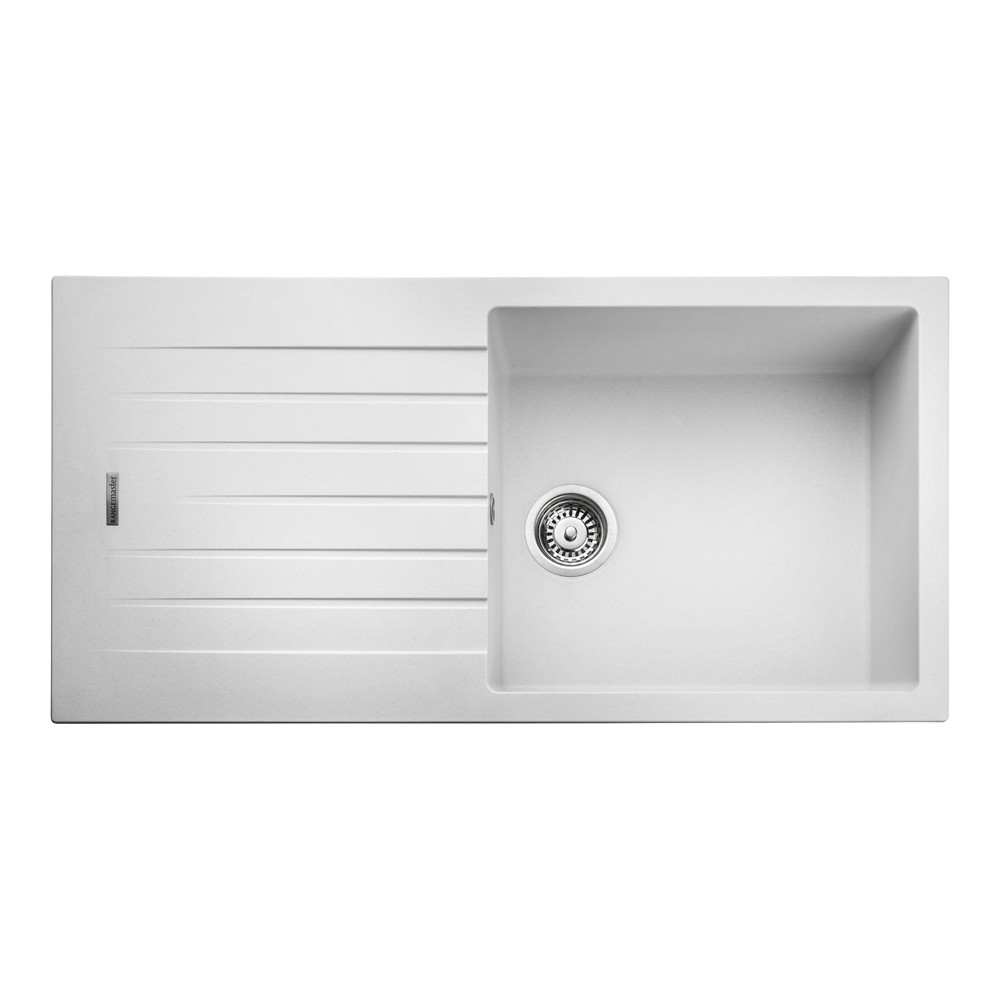 Rangemaster Andesite Large 1 Bowl Granite Crystal White Sink & Waste Kit with Reversible Drainer - 1000 x 500mm