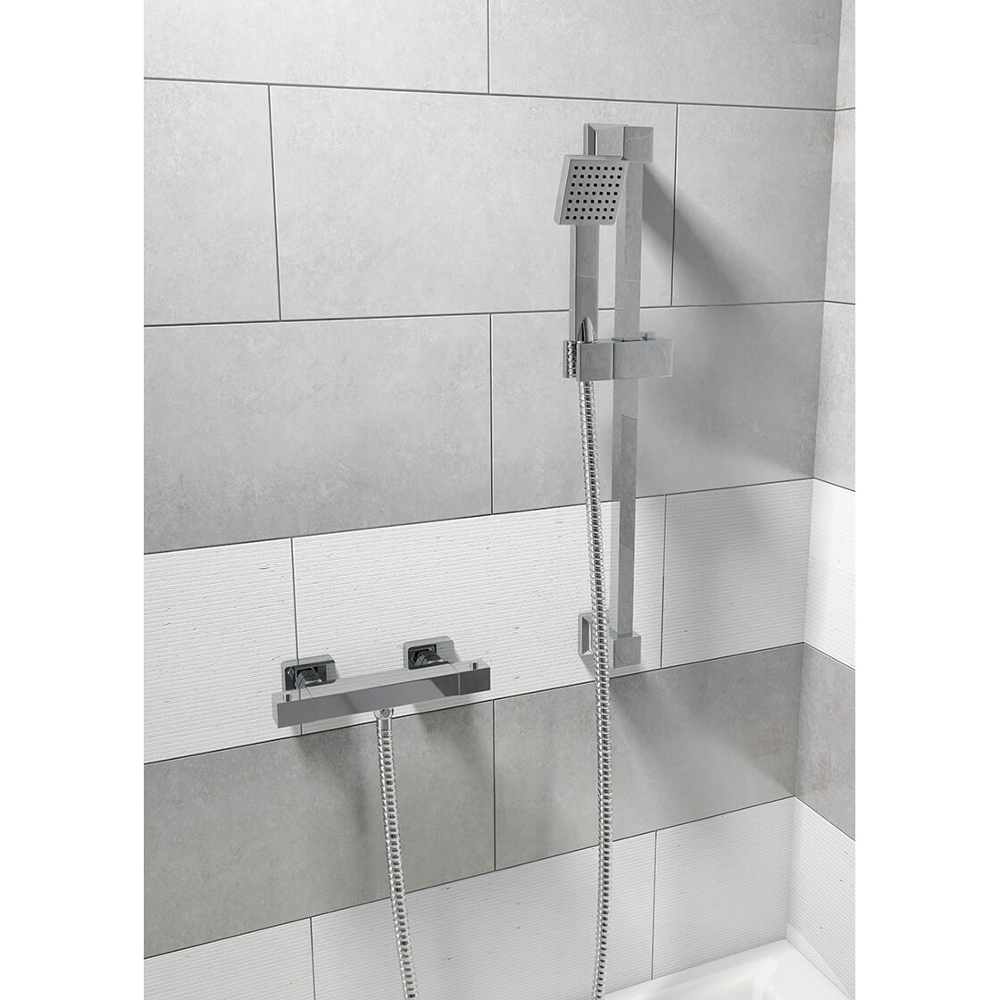 Vellamo Square Shower Slide Rail Kit - Polished Chrome