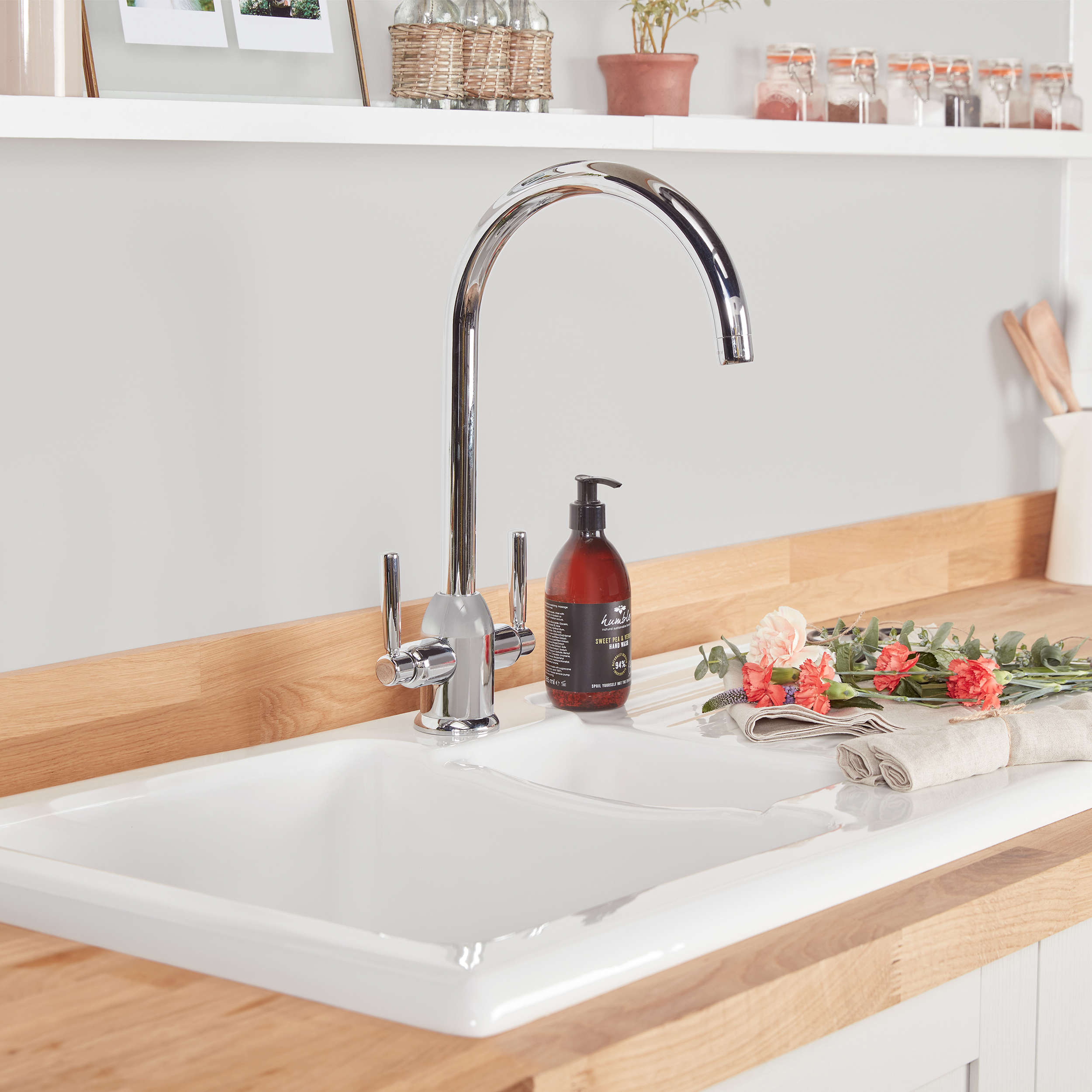 Rangemaster Parma Twin Lever Kitchen Mixer Tap with Swivel Spout