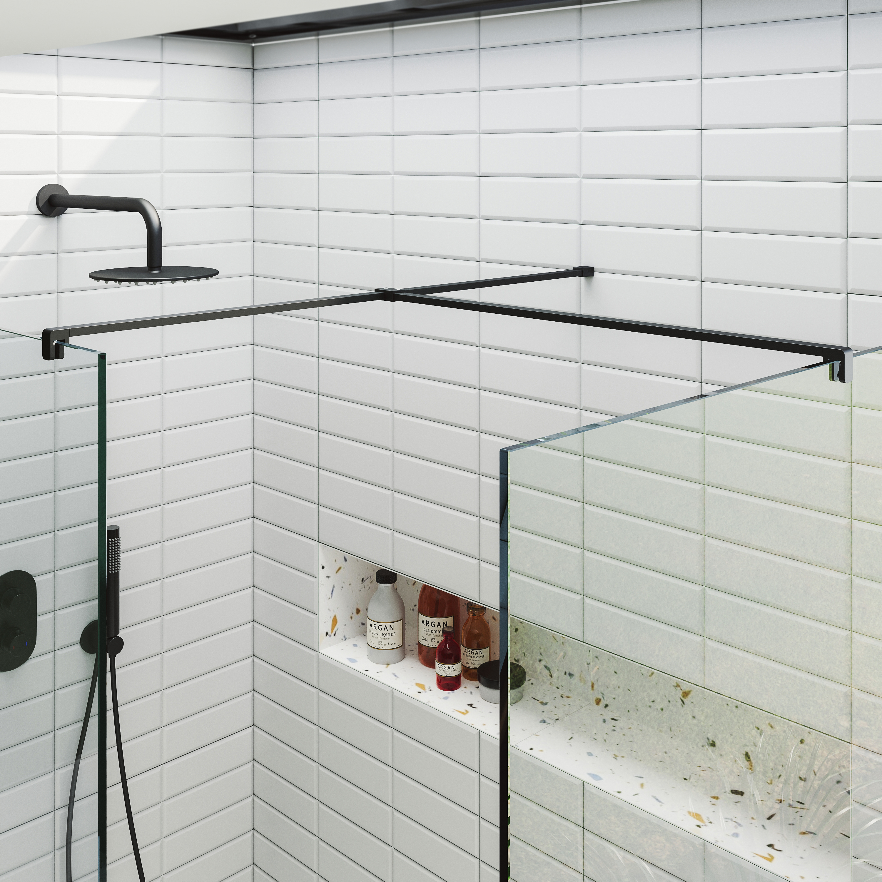 Harbour i10 10mm Easy Clean 2m Tall Wetroom 2 Panel Pack - Matt Black
