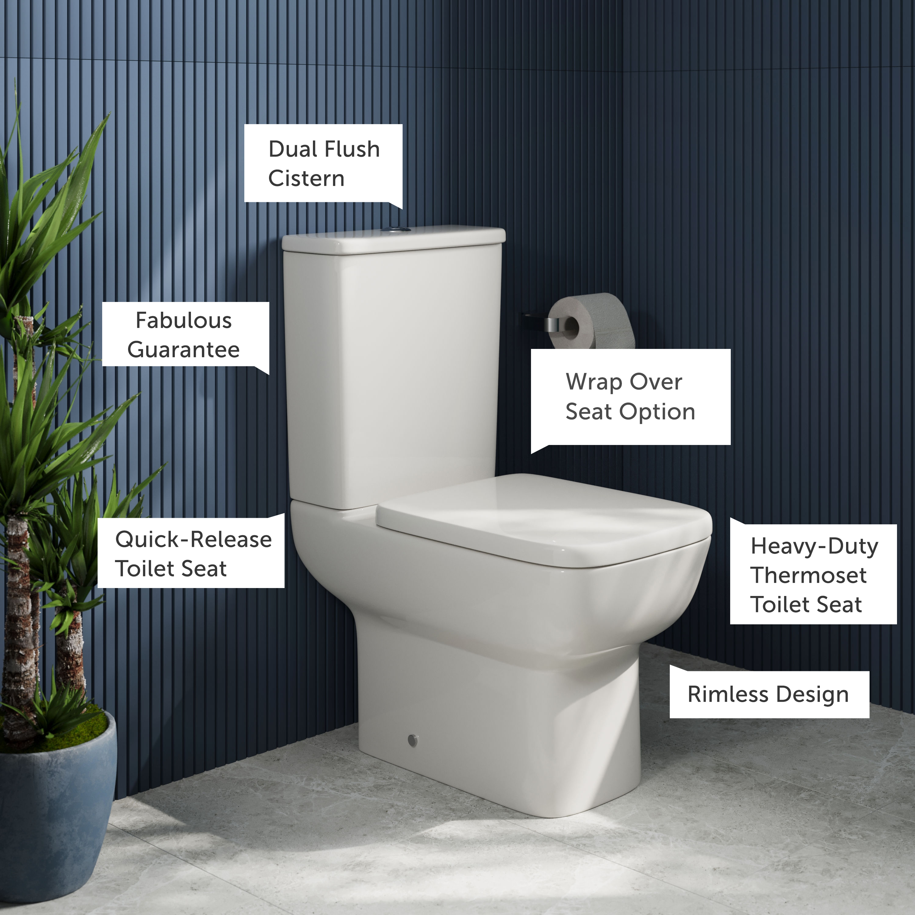 Harbour Icon Bathroom Suite with Rimless Toilet & Double Ended Bath