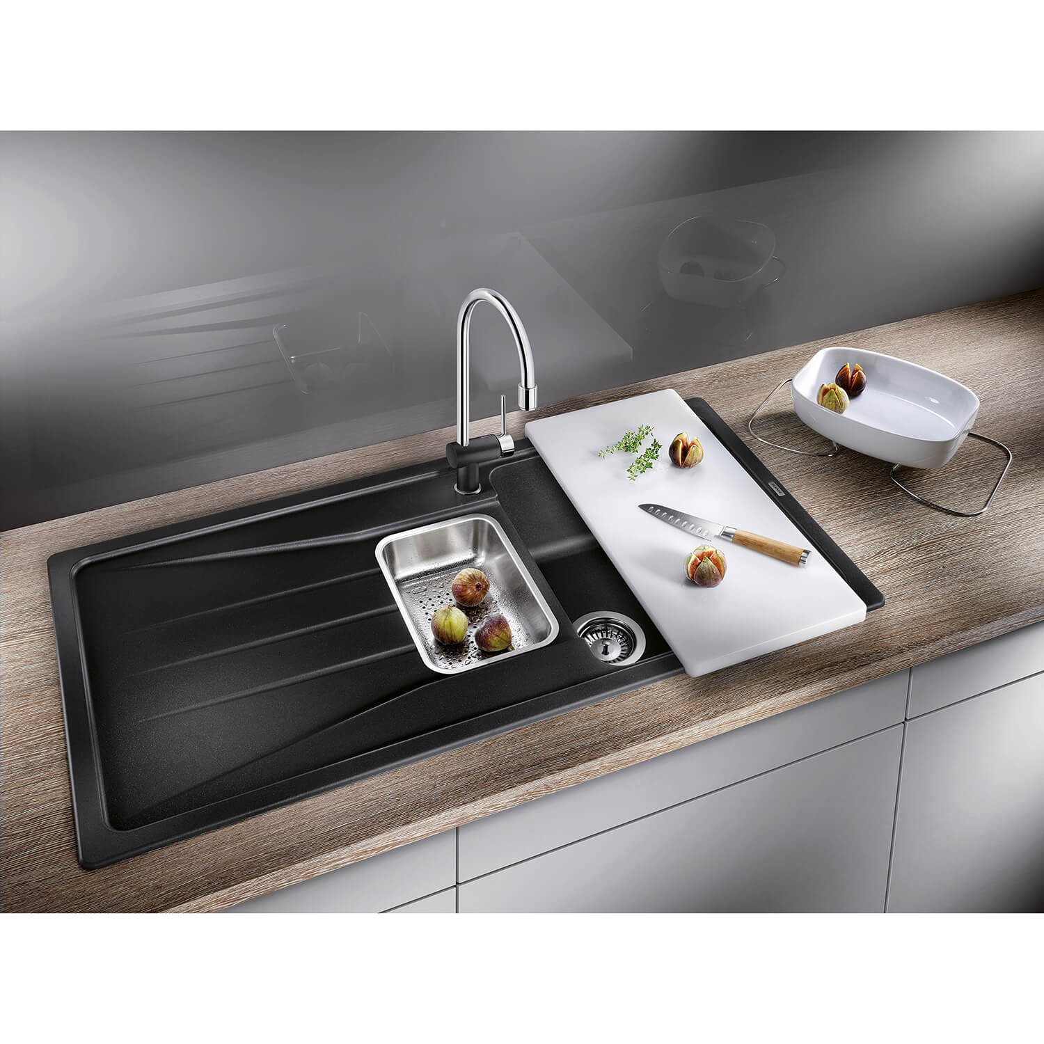 Blanco Sona 6 S 1.5 Bowl Inset Silgranit Composite Kitchen Sink & Waste with Reversible Drainer - 1000 x 500mm