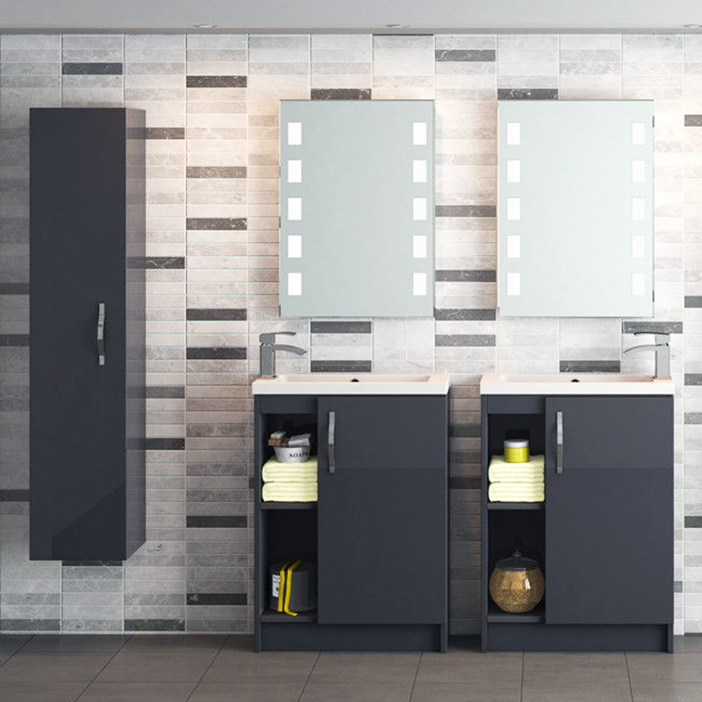 Apollo Compact 400mm Wall Hung Tall Unit - Grey