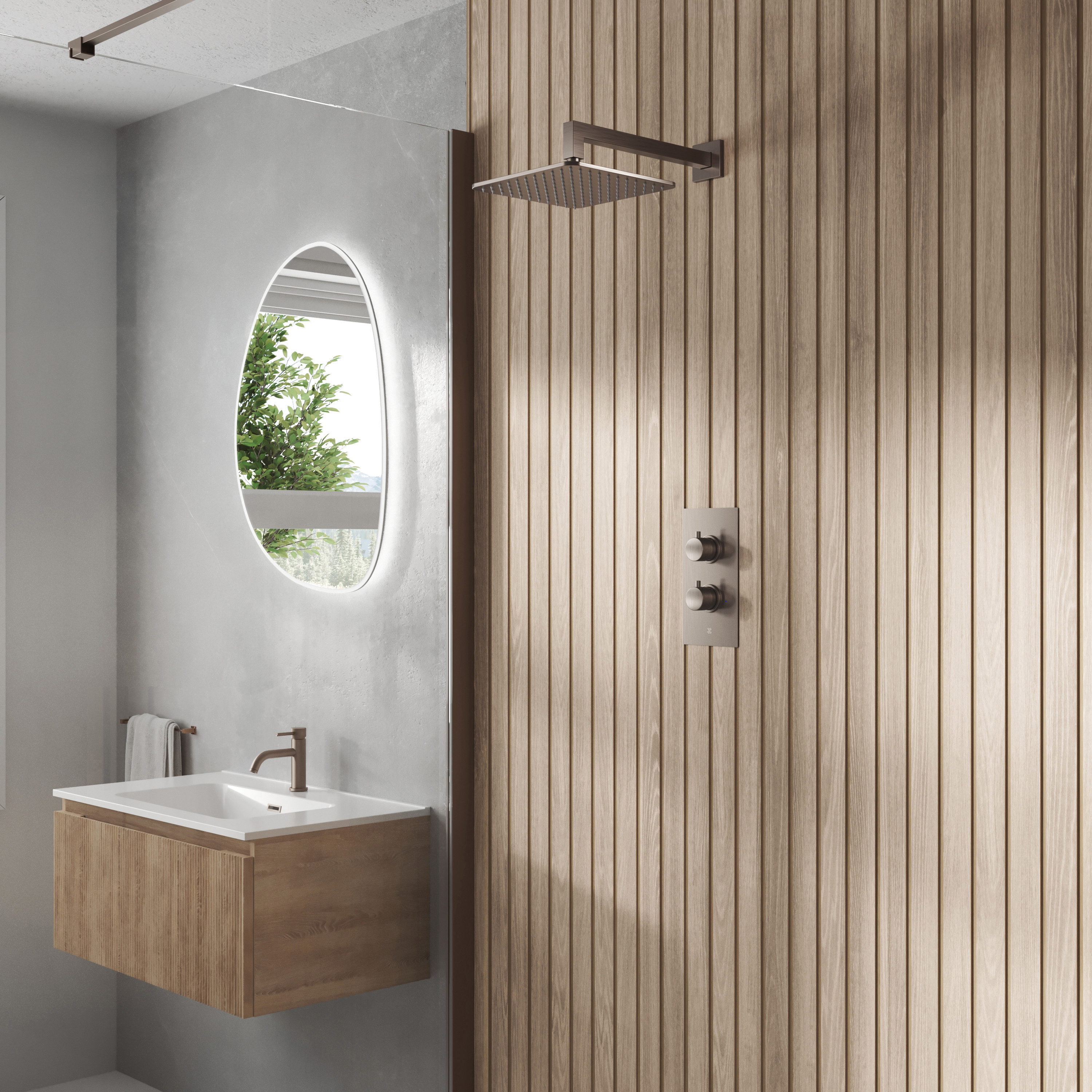 Core 1 Outlet Concealed Valve & Fixed Wall Mounted Square Shower Head