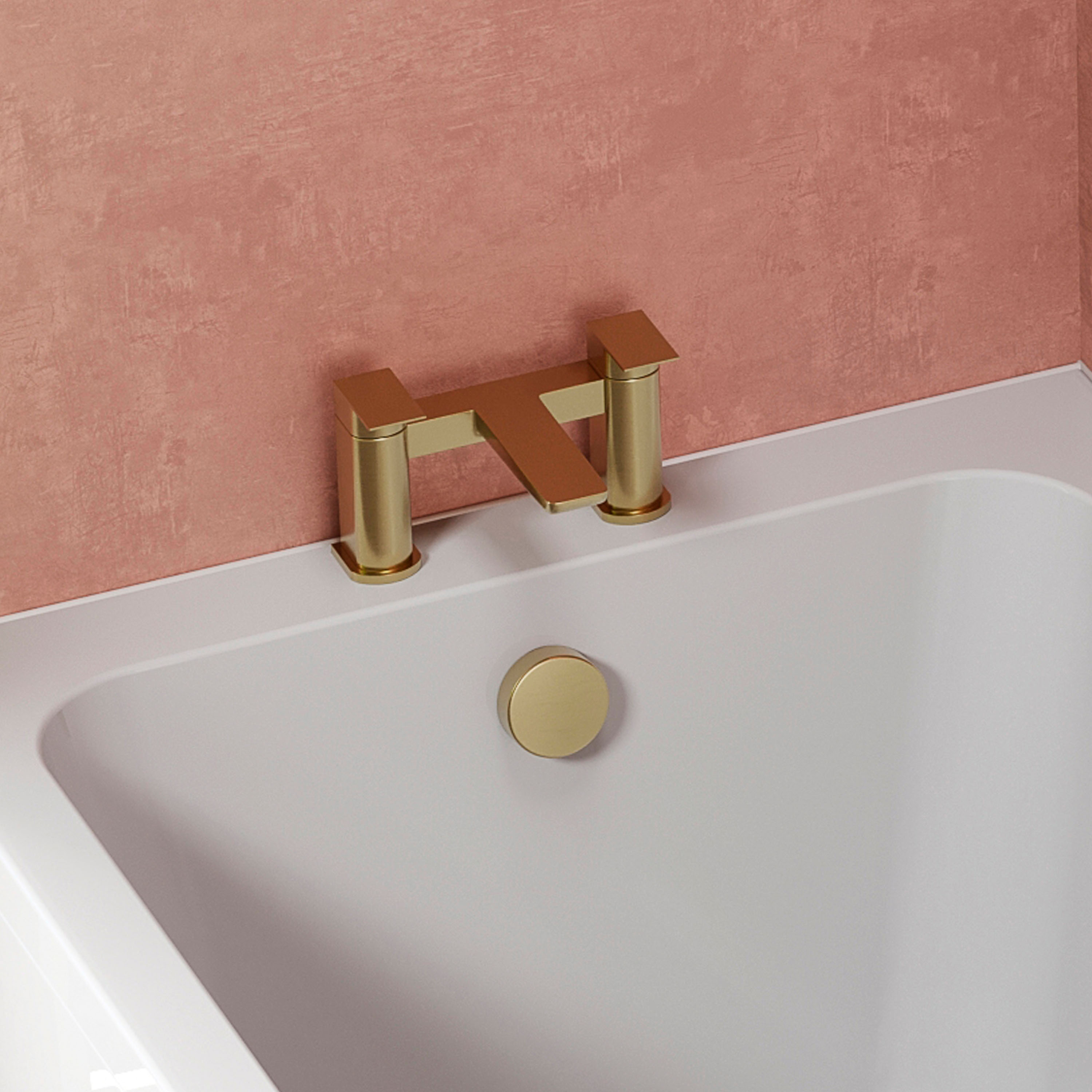 Harbour Status Deck Mounted Bath Mixer Tap - Brushed Brass