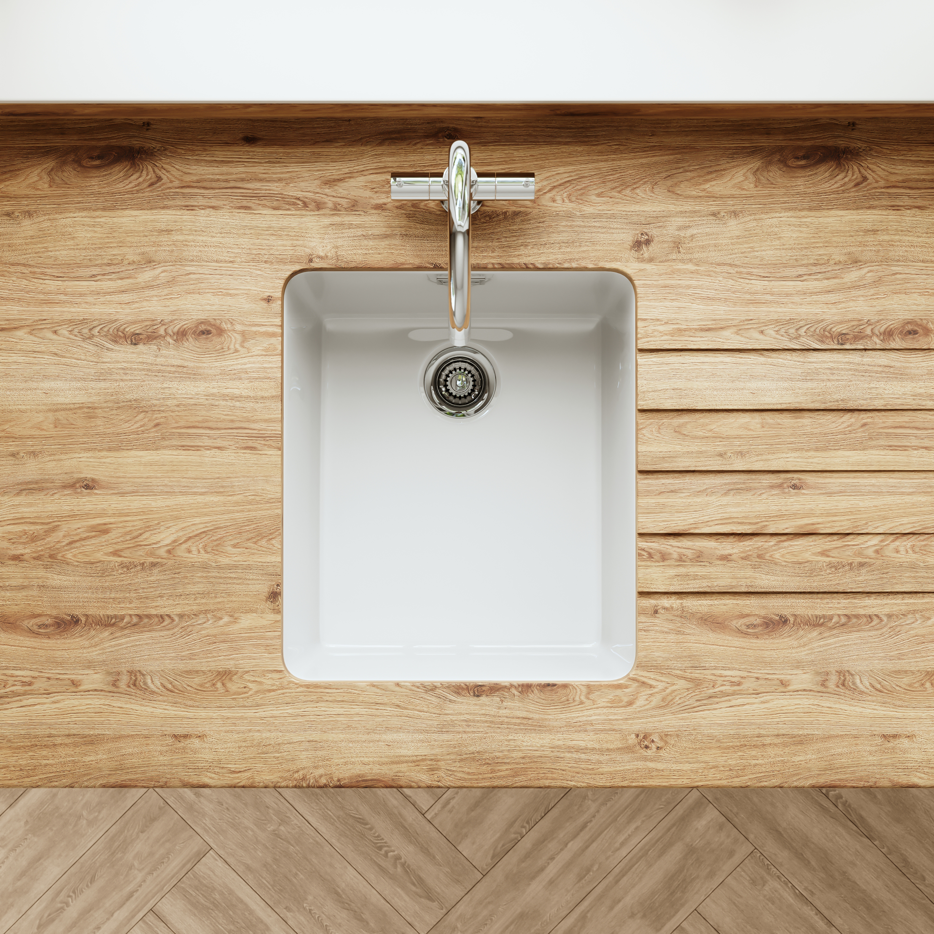 Butler & Rose Bryn Compact 1 Bowl White Fine Fireclay Ceramic Inset/Undermount Kitchen Sink - 370mm x 460mm