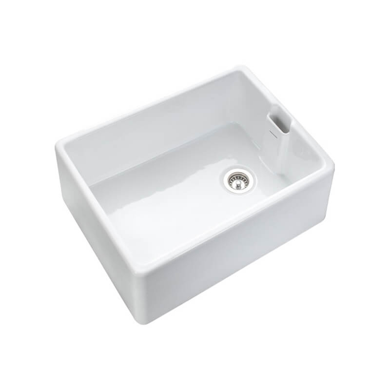 Rangemaster Grange Belfast 1 Bowl Gloss White Fireclay Ceramic Kitchen Sink & Waste - 595 x 455mm