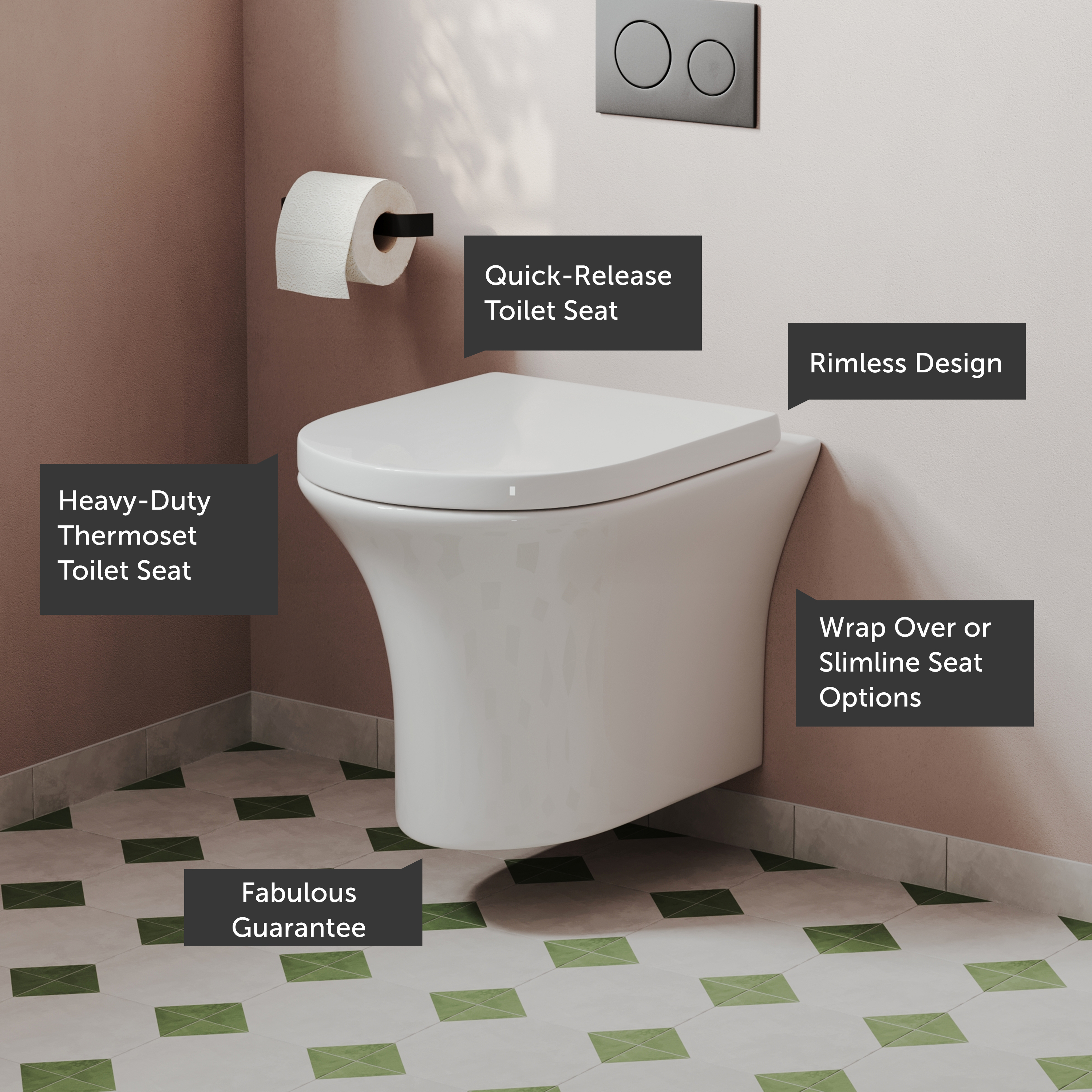 Lydia Rimless Wall Hung Toilet & Soft Close Seat
