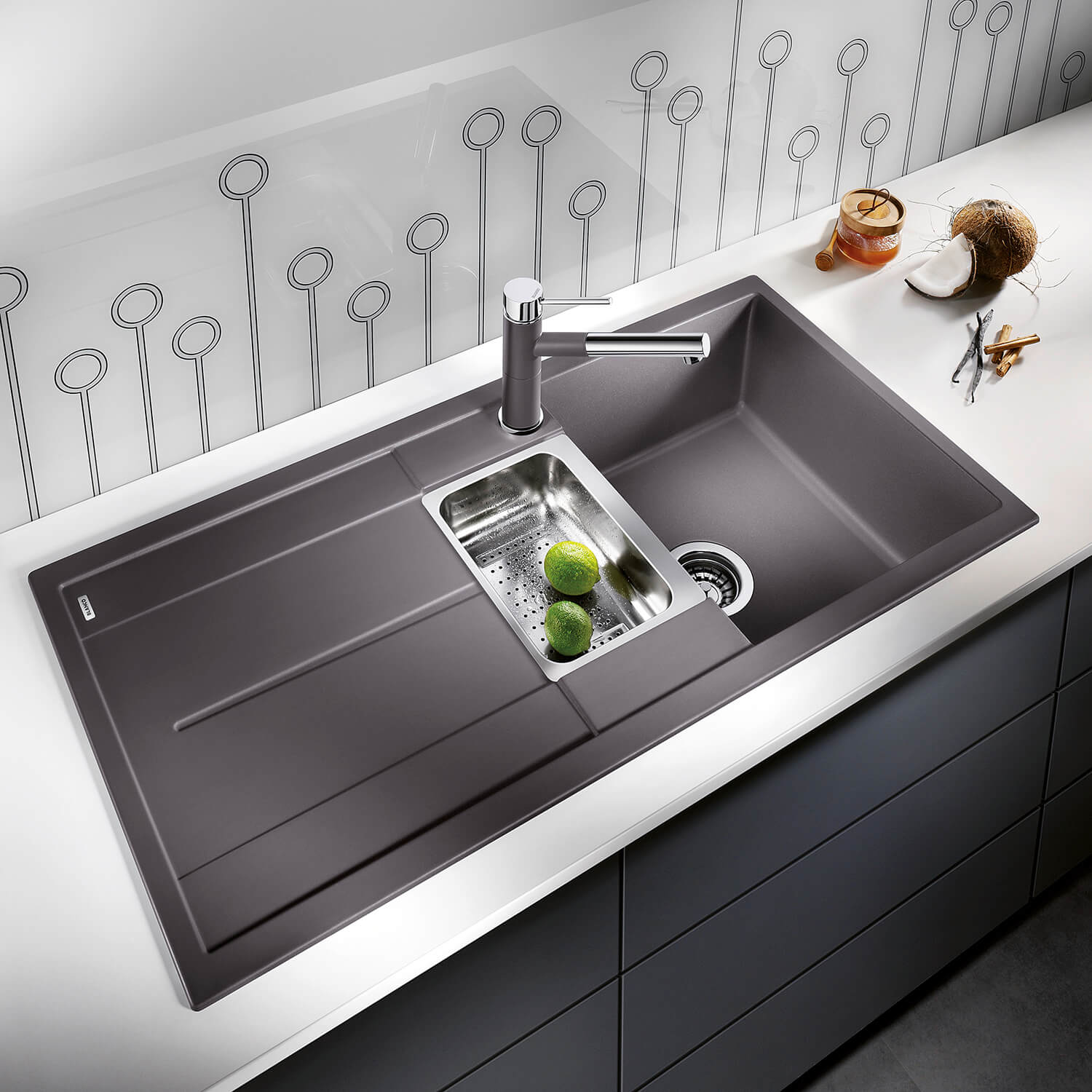 Blanco Metra 6 S 1.5 Bowl Inset Silgranit Composite Kitchen Sink & Waste with Reversible Drainer - 1000 x 500mm