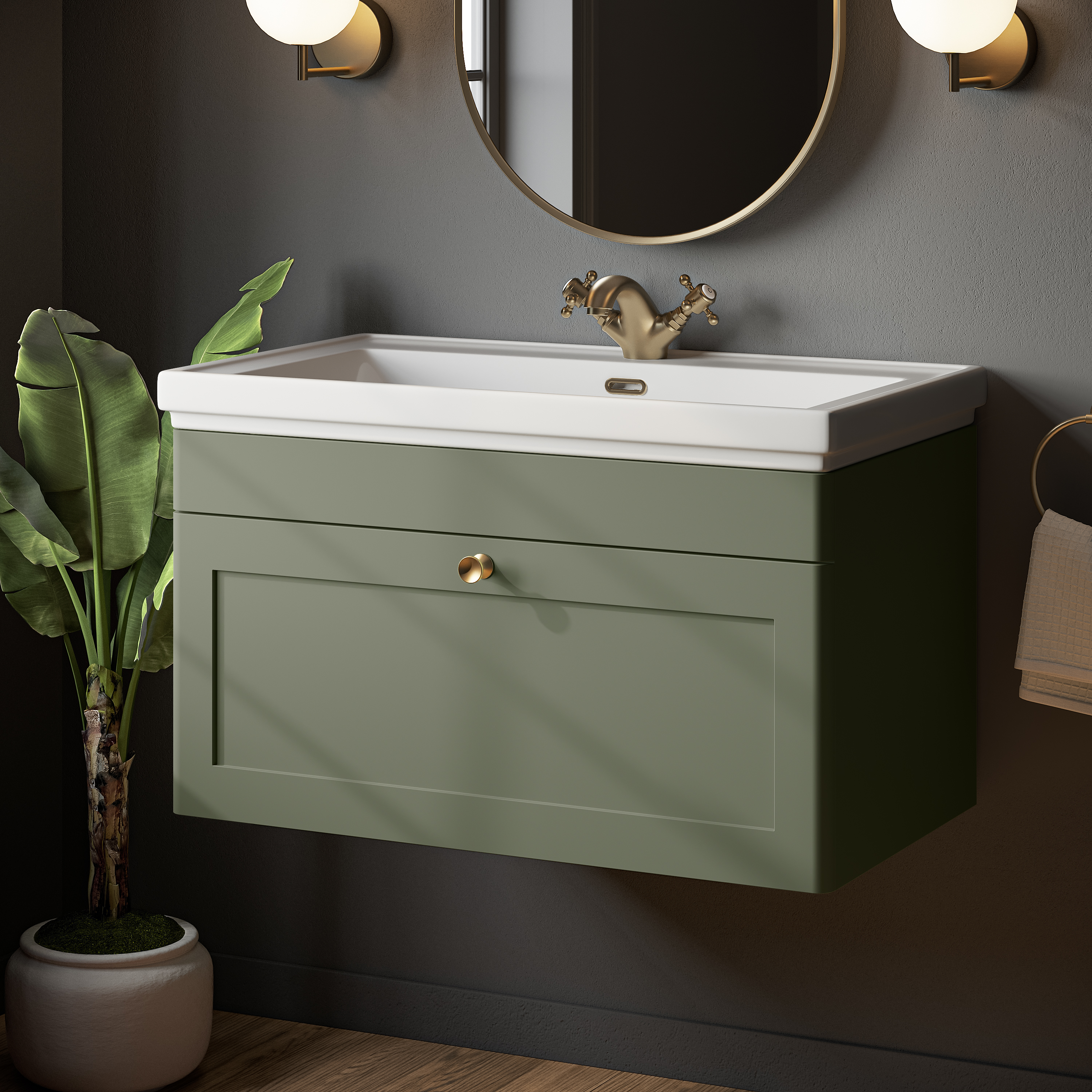 Butler & Rose Ophelia 800mm Wall Mounted 1 Drawer Vanity Unit & Basin