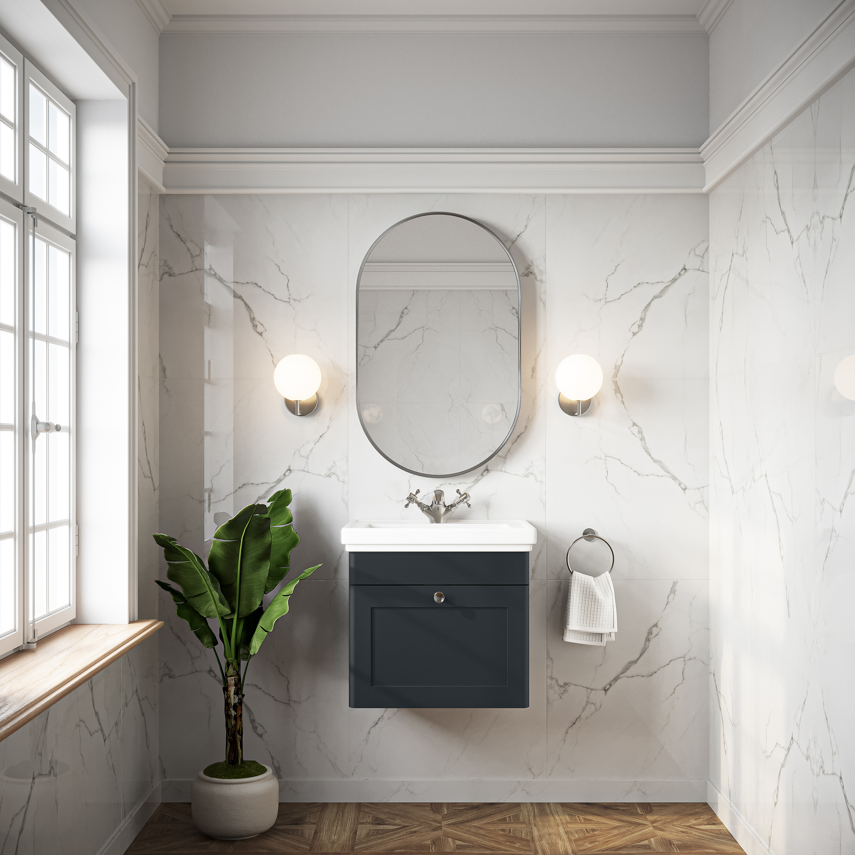 Butler & Rose Ophelia Traditional Toilet & 500mm Wall Hung Vanity Unit Bathroom Suite