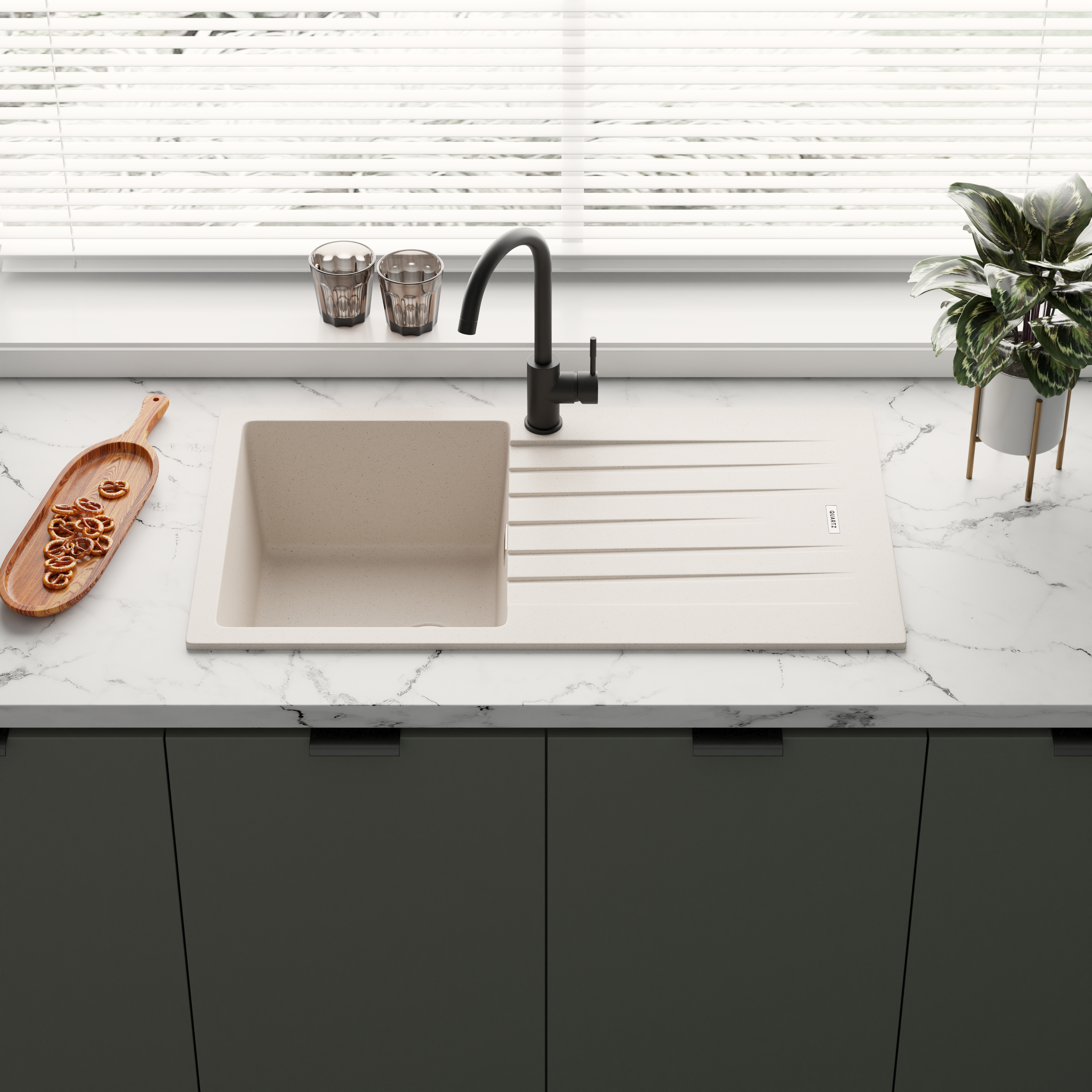 Vellamo Horizon Compact 1 Bowl Granite Composite Kitchen Sink & Waste - 860 x 500mm