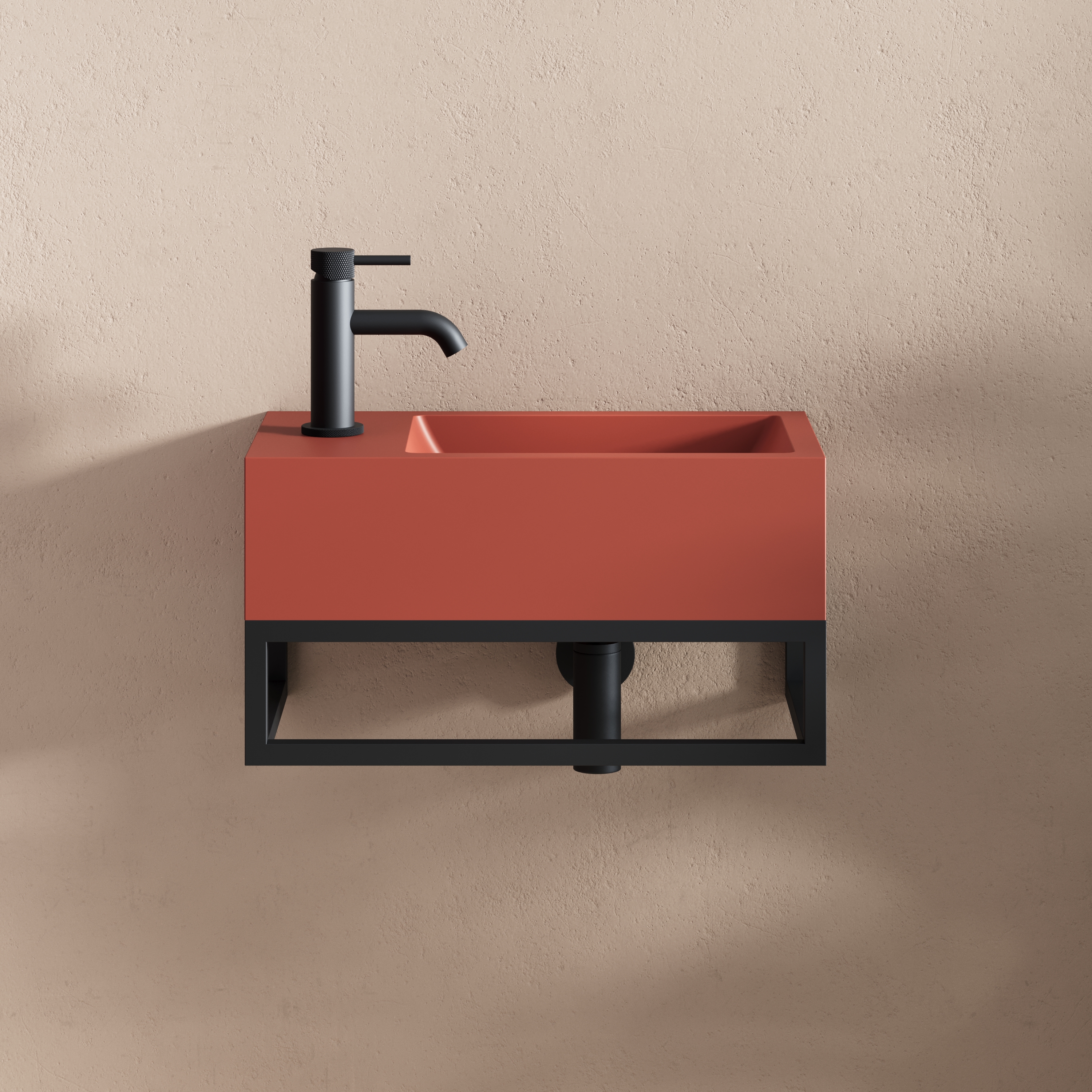 Harbour Matt Black Basin Frame for Harbour Concrete 400mm Wall Hung Basin