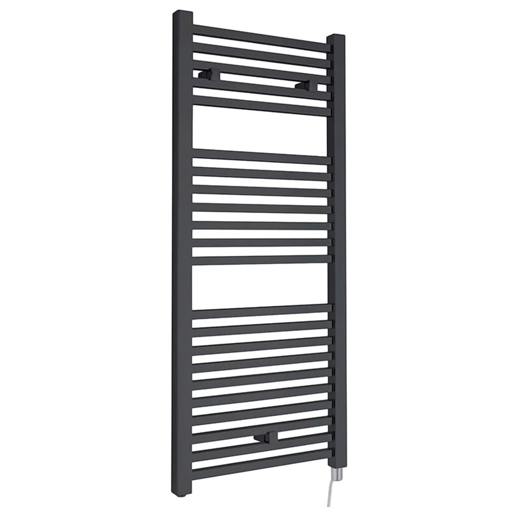 Brenton Helios Electric Straight Square Anthracite Heated Towel Rail - 1110 x 500mm