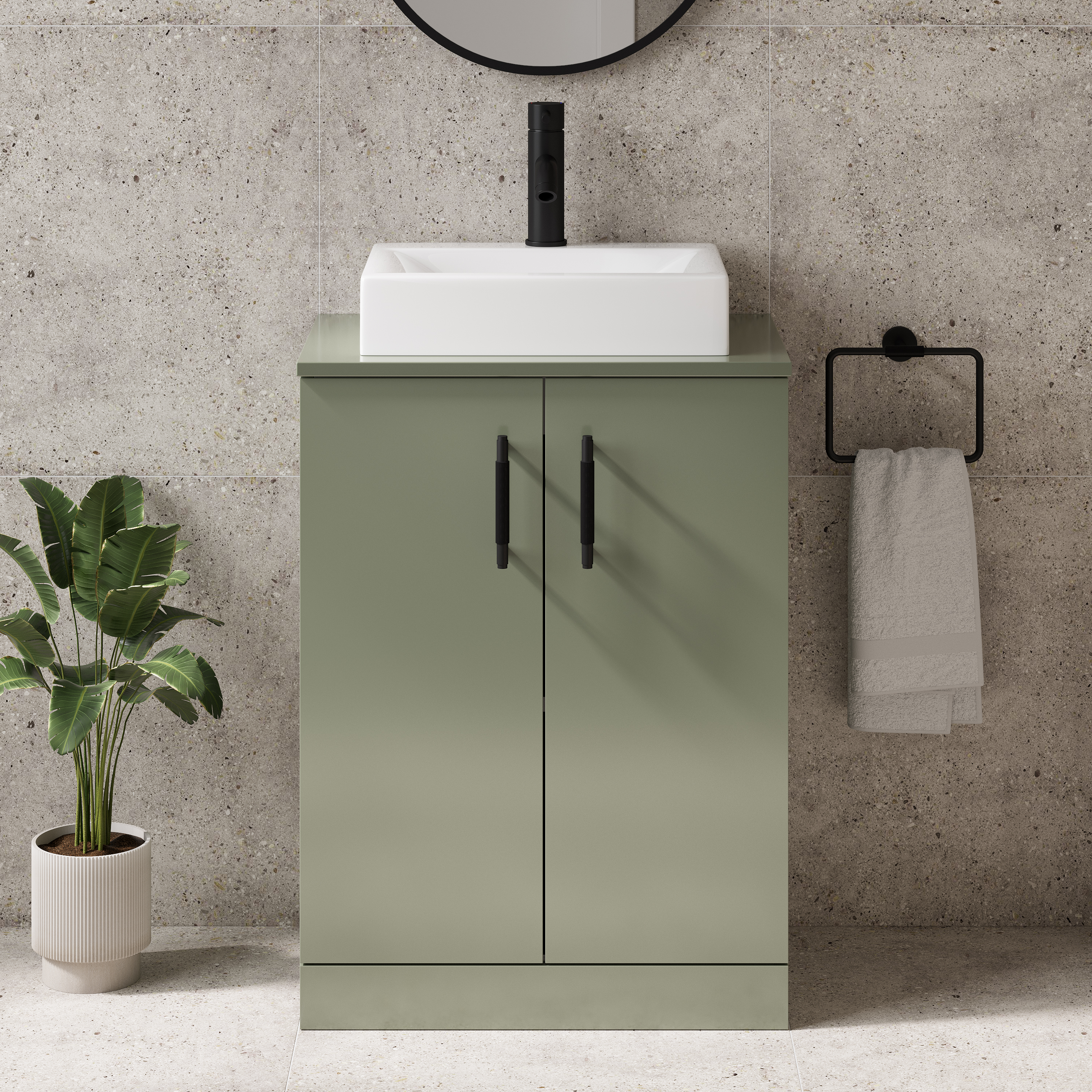 Erin 600mm Floorstanding 2 Door Vanity Unit & Countertop