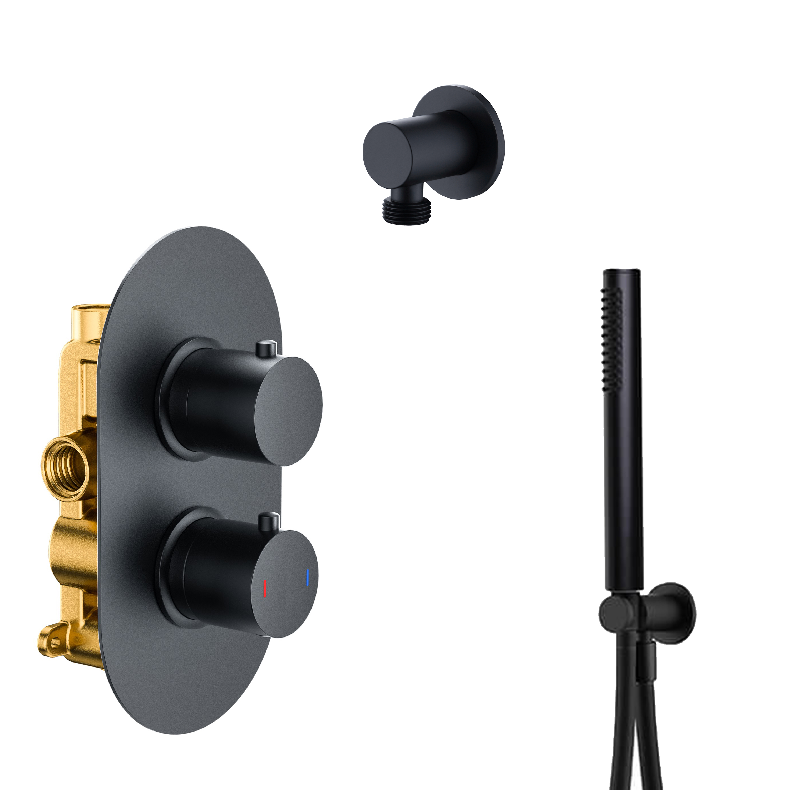 Harbour Clarity Matt Black Concealed Shower Valve & Wall Shower Kit