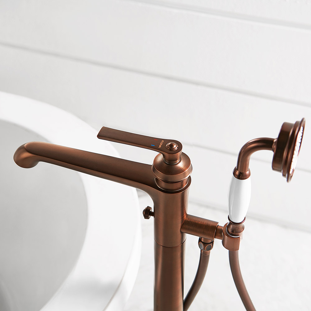 Flova Liberty Floor Standing Bath Shower Mixer with Handset Kit - Oil Rubbed Bronze