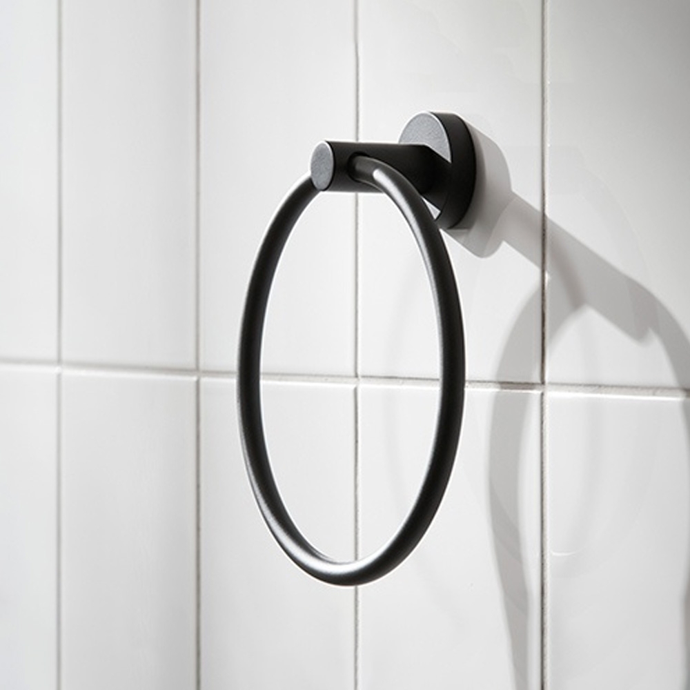 Miller Bond Matt Black Towel Ring