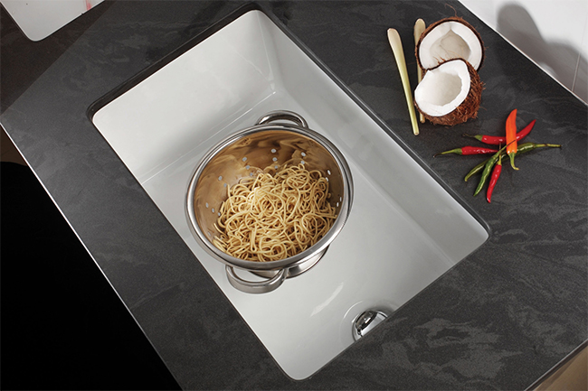 RAK Laboratory White Ceramic Single Bowl Kitchen Sink - 585mm x 380mm