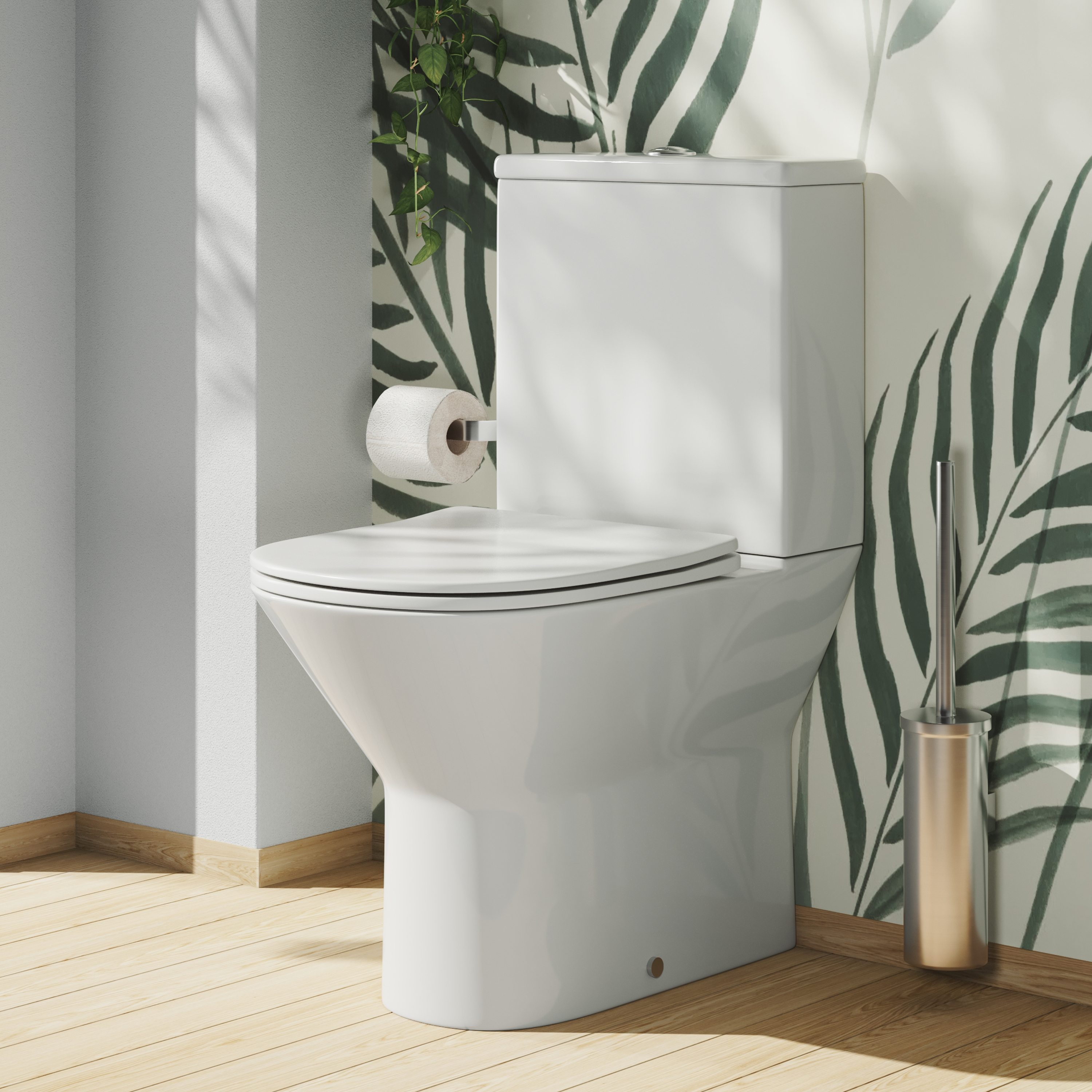 Harbour Identity Close Coupled Rimless Back to Wall Toilet & Soft Close Seat