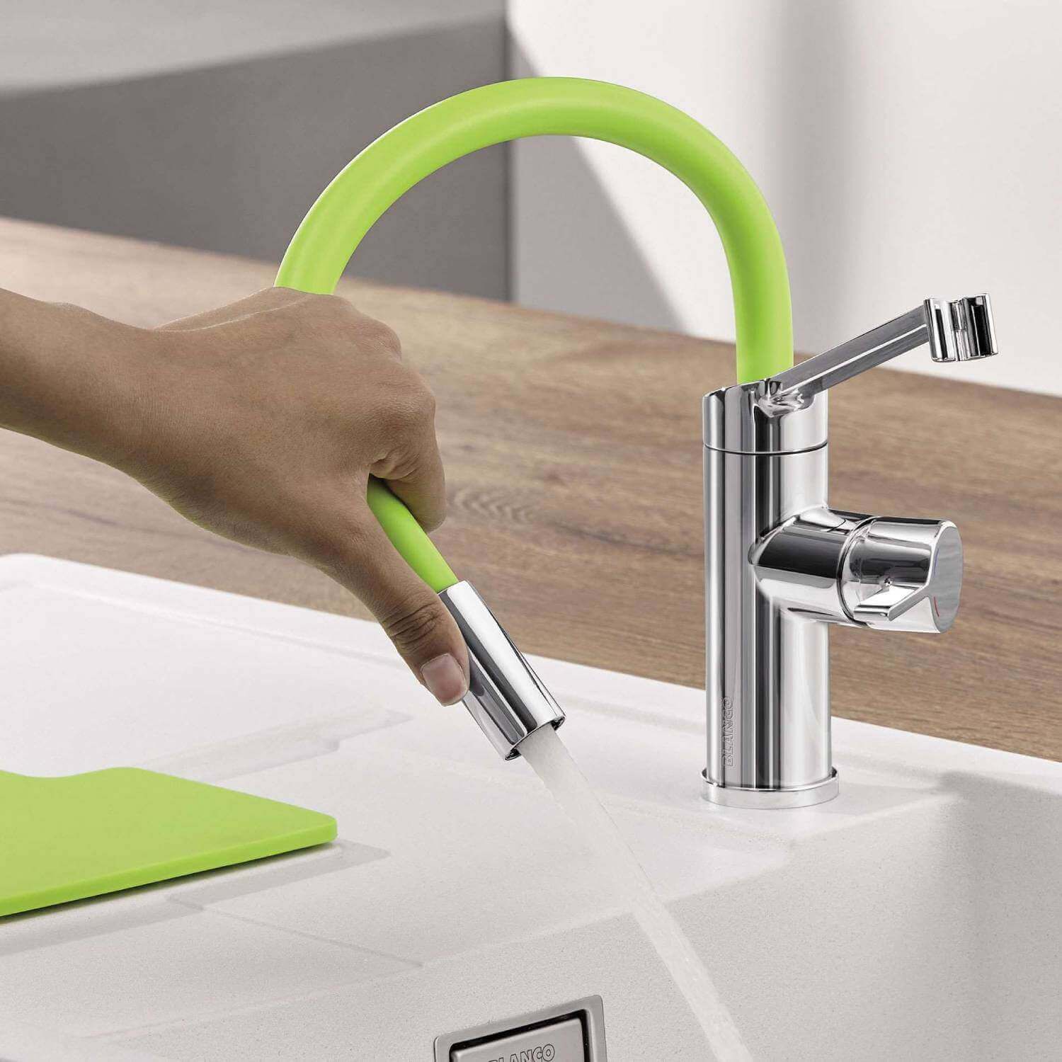 Blanco Viu-S Single Lever Chrome Mono Pull Out Kitchen Mixer Tap with Replaceable Hose