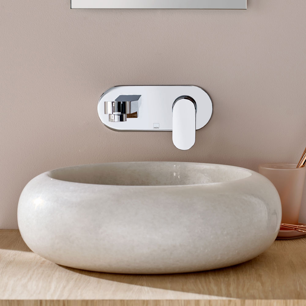 Vado Life Basin Mixer Single Lever With 200mm Spout With Oval Back Plate