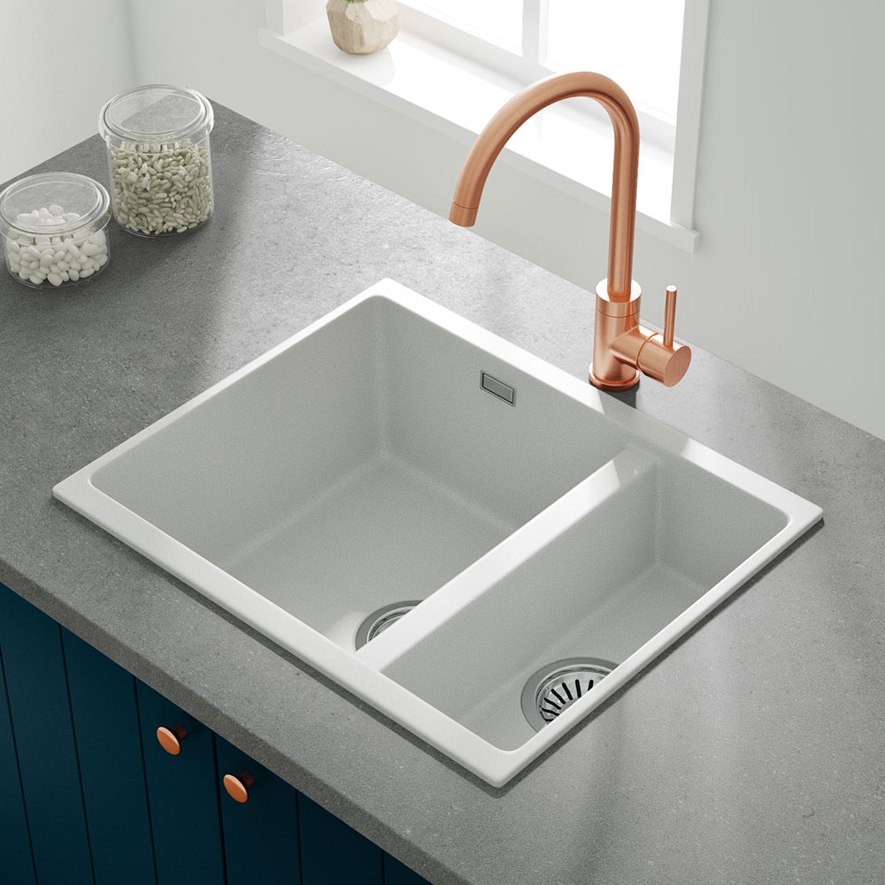 Vellamo Terra 1.5 Bowl Granite Composite Inset/Undermount Kitchen Sink & Waste Kit - 555 x 460mm