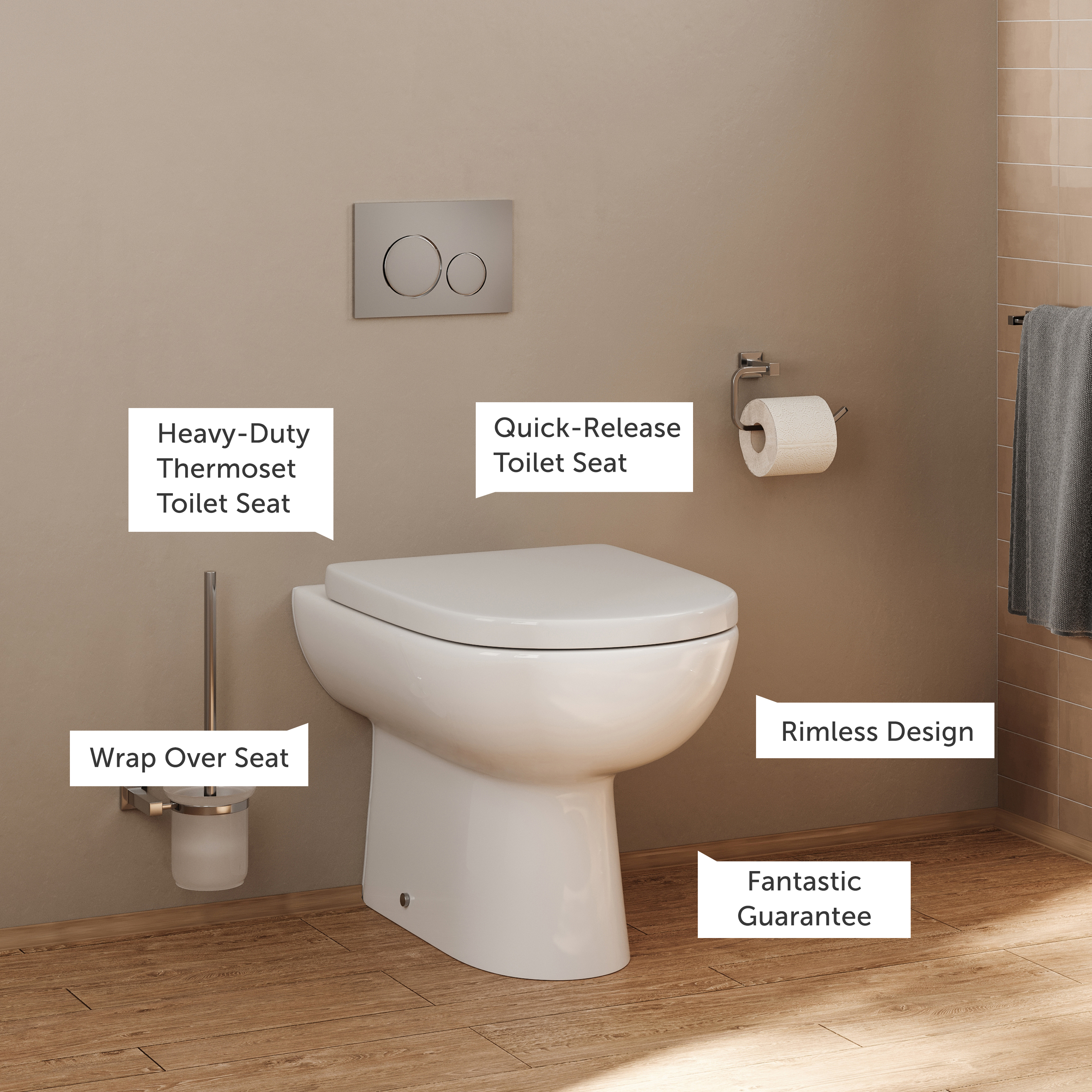 Anderson Rimless Back to Wall Toilet & Soft Close Seat