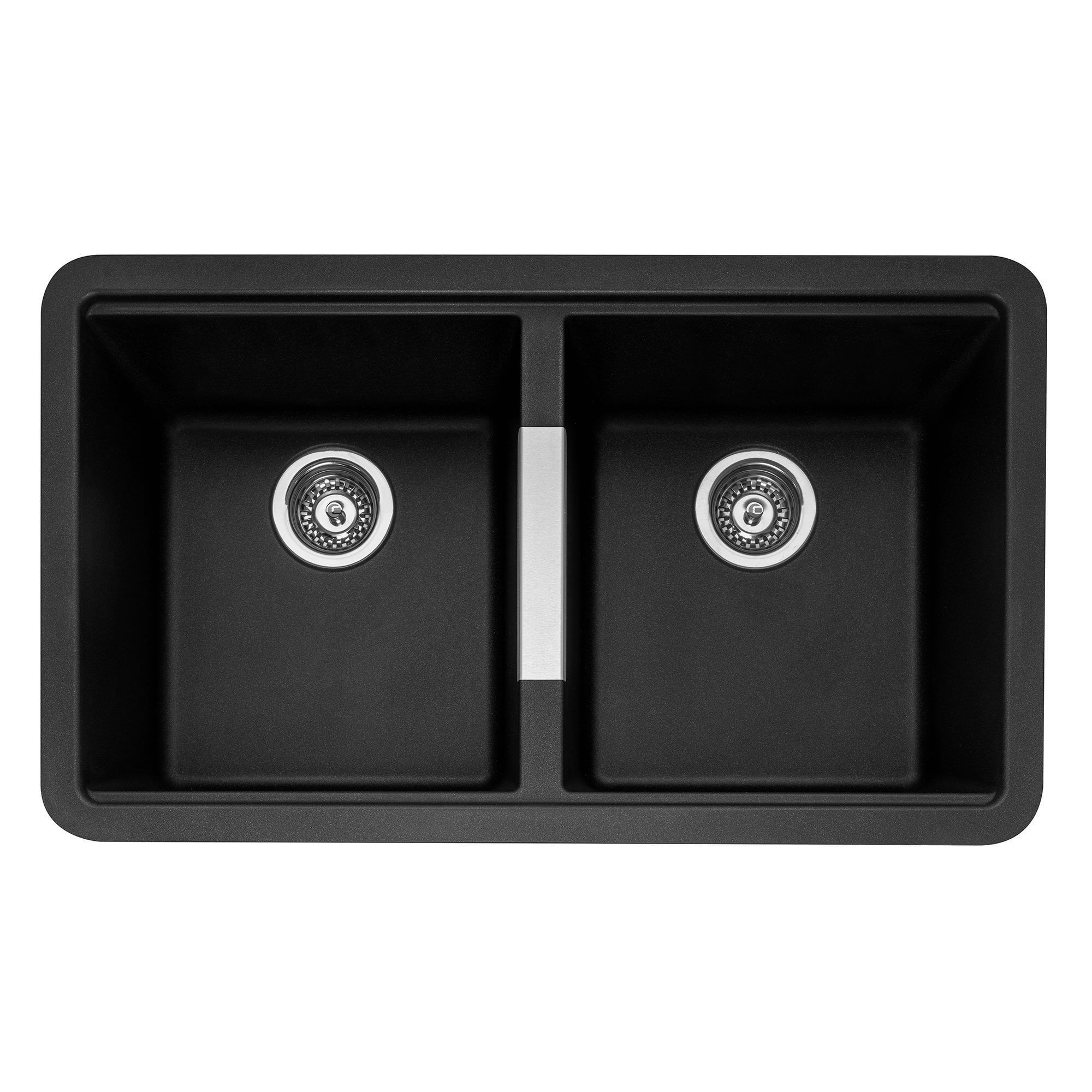 Caple Leesti 2 Bowl Undermount Granite Composite Kitchen Sink & Waste Kit - 824 x 481mm