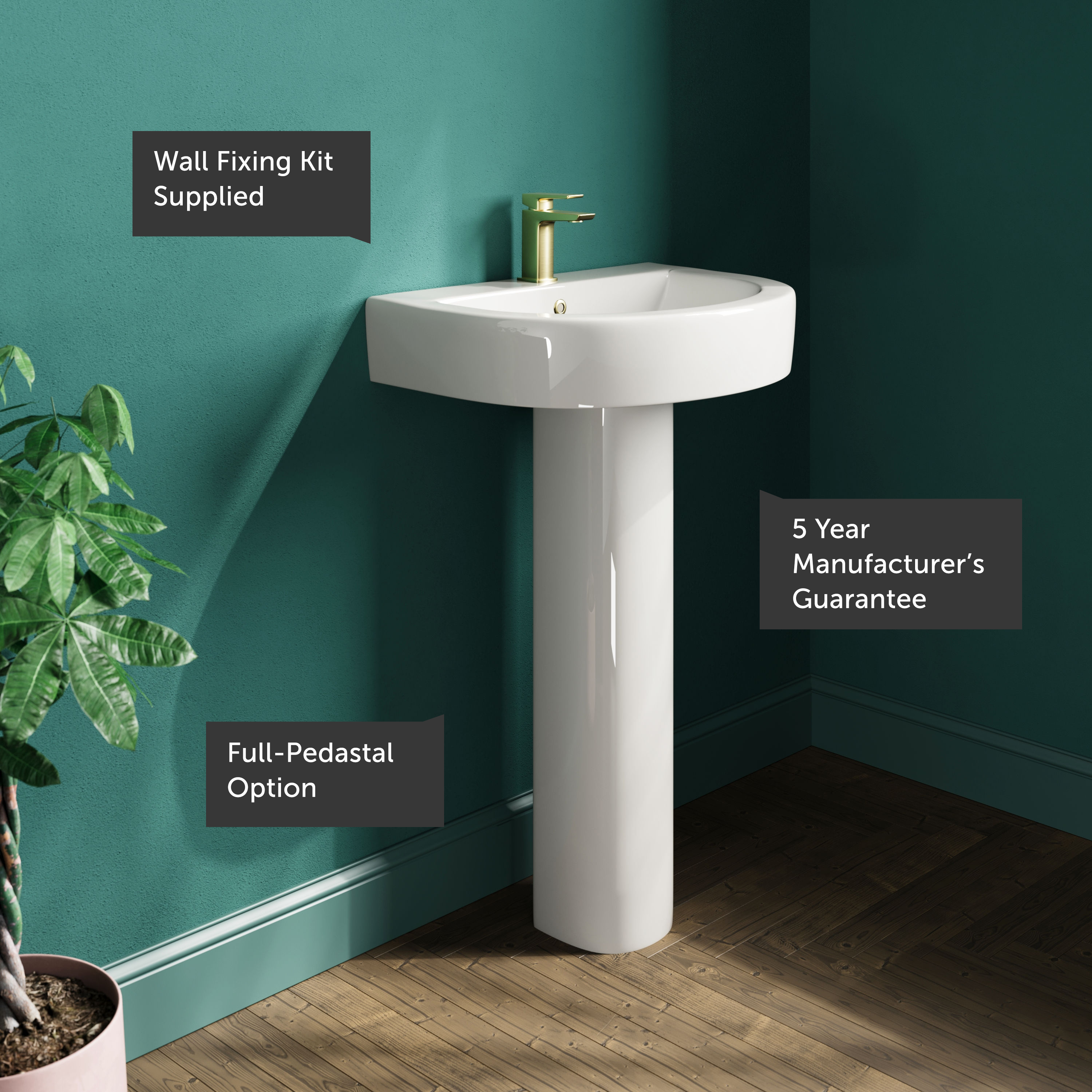 Lorraine 550mm Basin & Full Pedestal