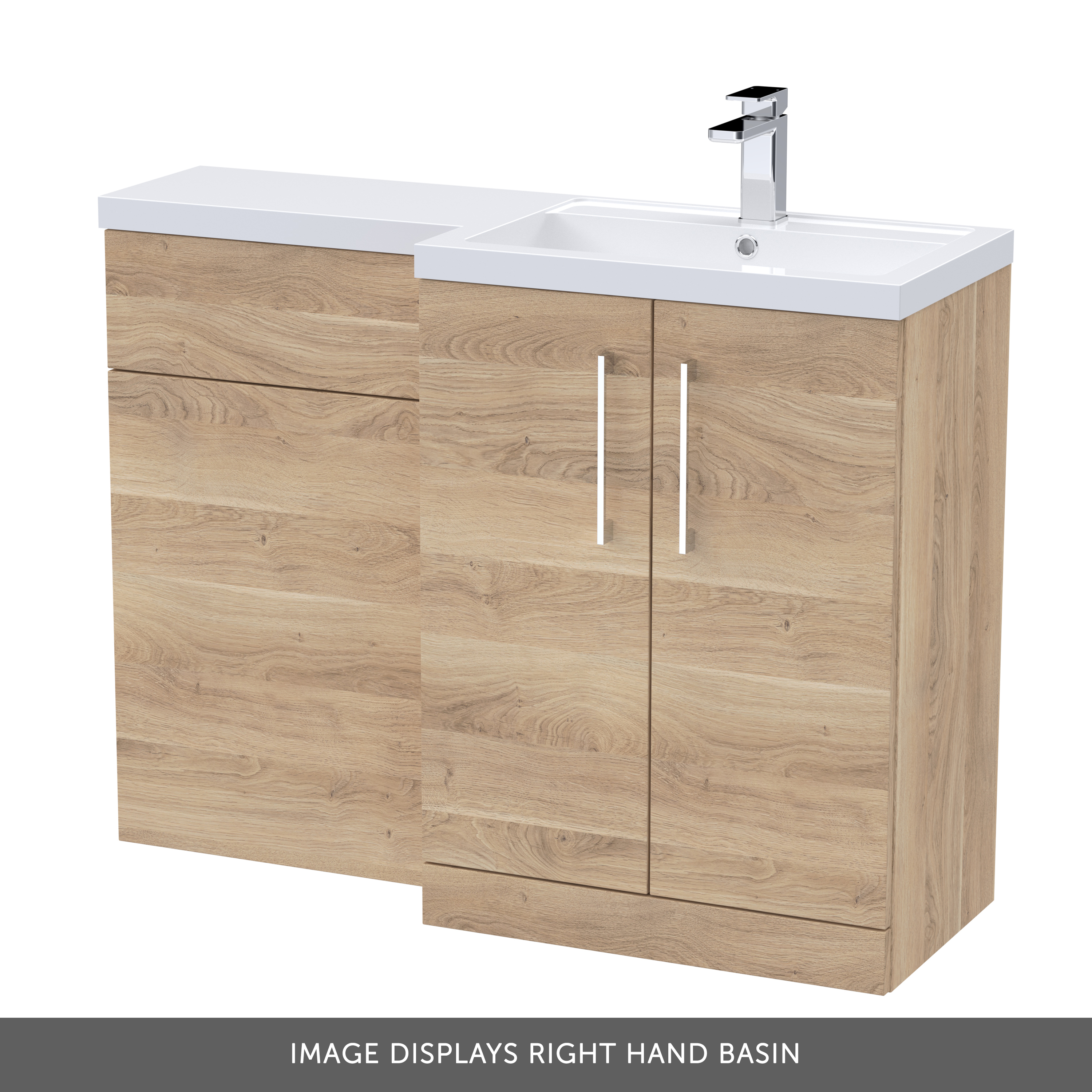 Erin 1100mm Bleached Oak Combination Bathroom 2 Door Sink & Toilet Unit