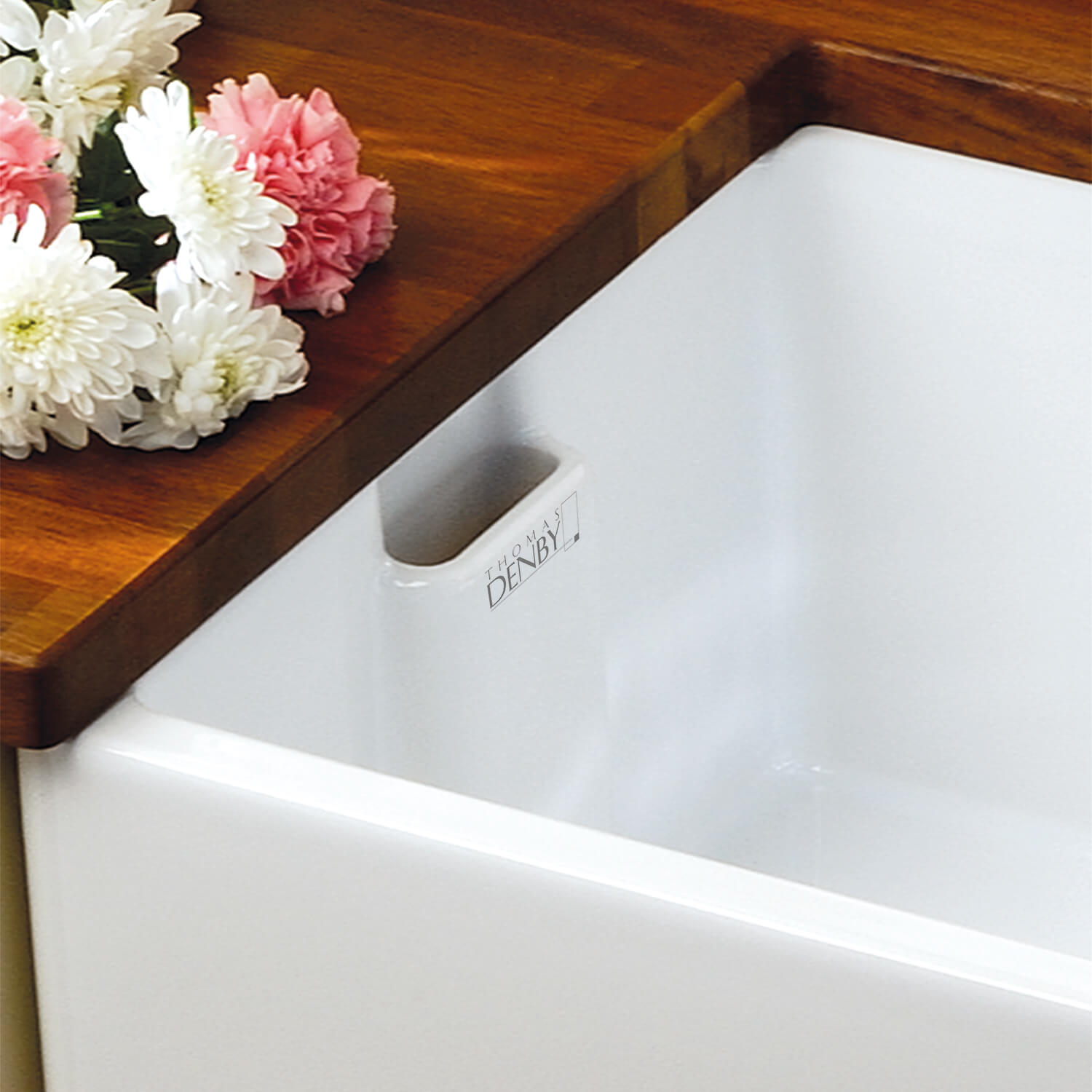 Thomas Denby Vintage Belfast 1 Bowl Ceramic Kitchen Sink with Weir Overflow - 595 x 455mm