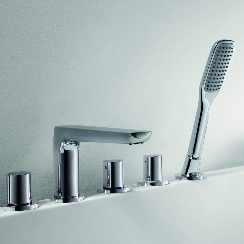 Flova Allore Deck Mounted 5 Hole Bath Shower Mixer with Pull Out Handset