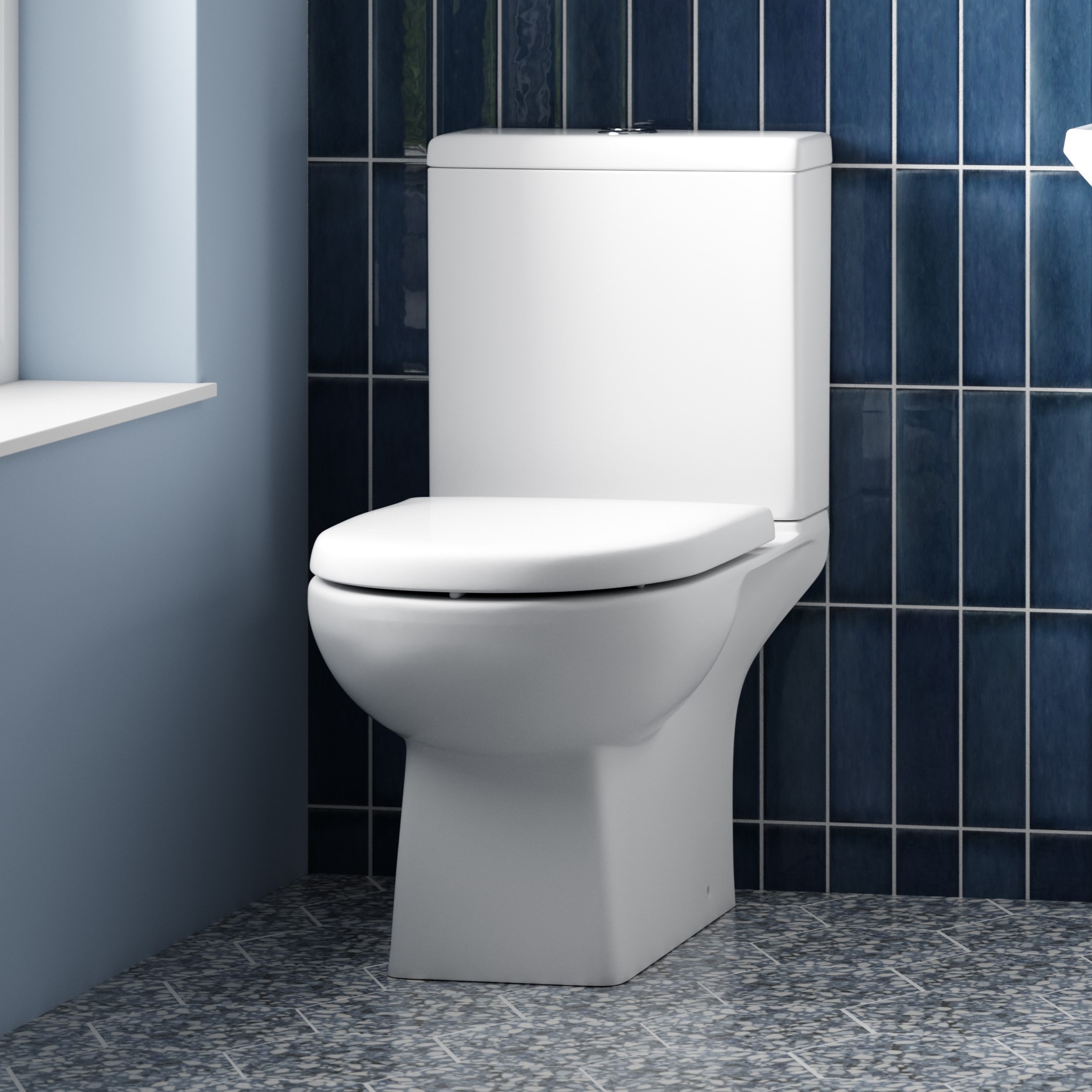 Vellamo City Modern Close Coupled Toilet with Soft Close Seat