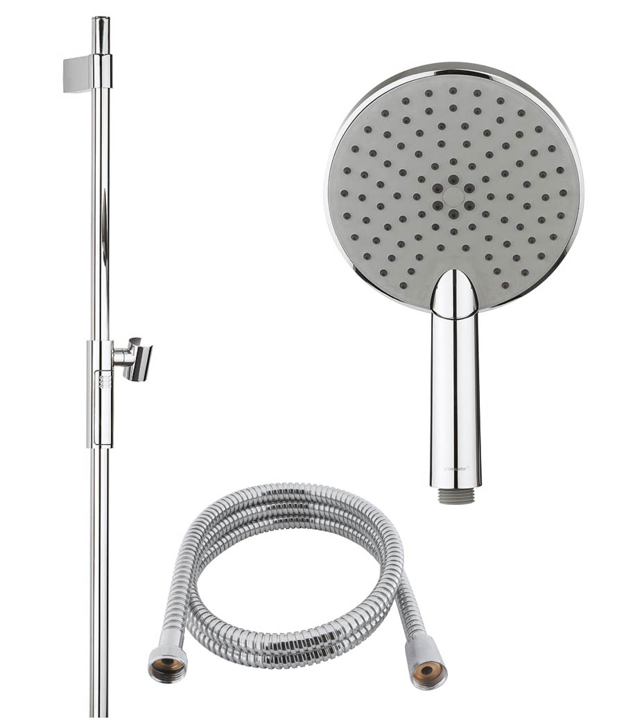 Crosswater Ethos Push Button Slide Rail Kit with Easy Clean Hose & 3 Mode Shower Handset