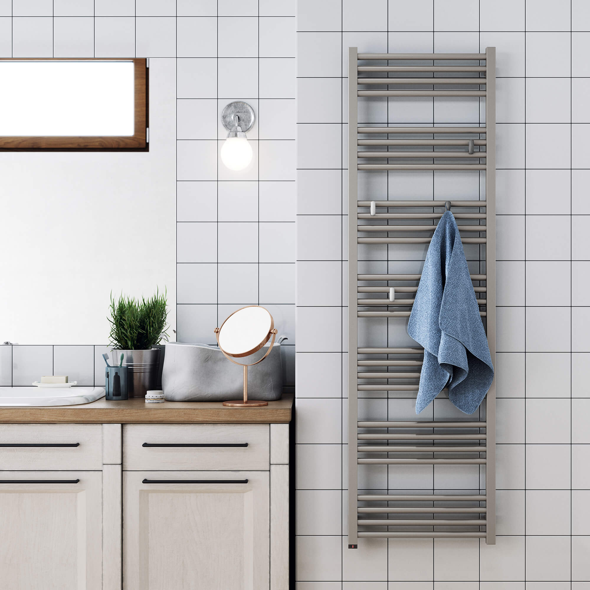 Terma Fiona One Electric Heated Towel Rail with Heating Element - Sparkling Gravel - 4 Sizes