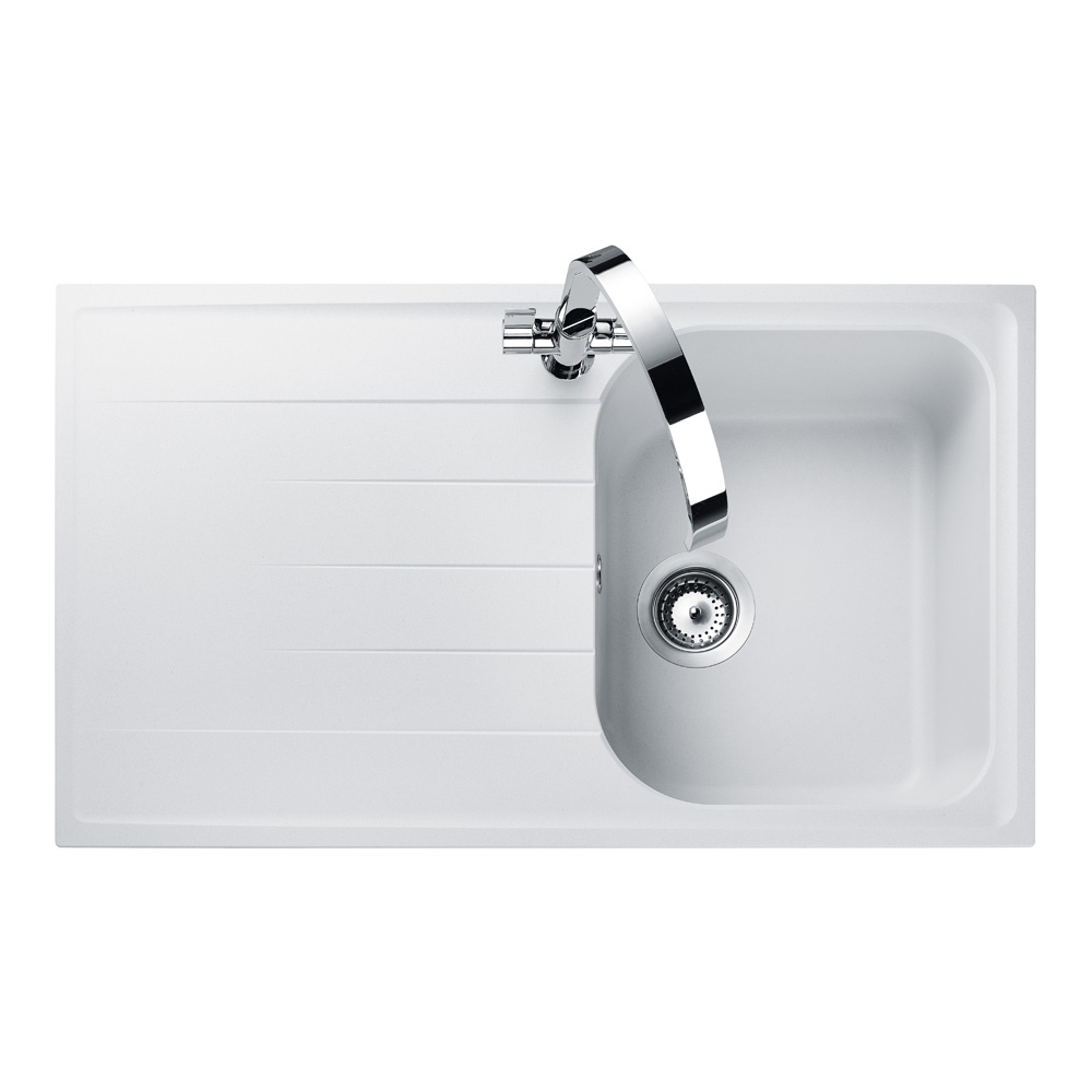 Rangemaster Amethyst Igneous Granite Compact Single Bowl Kitchen Sink with Reversible Drainer & Waste Kit - 860 x 500mm